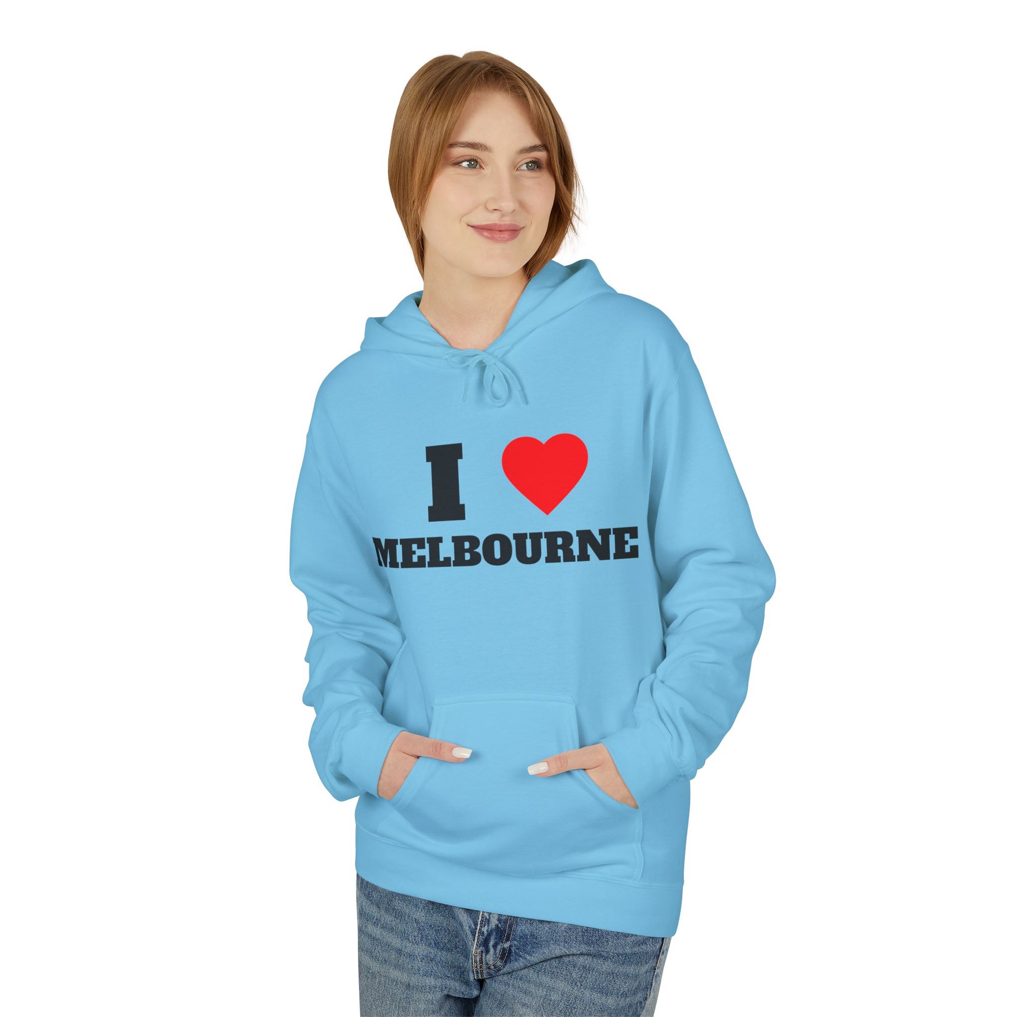 'I Love Melbourne' Unisex Softstyle Fleece Hoodie, Cozy Gift, Streetwear, Unique Fashion, Casual Wear, Lounge Essential