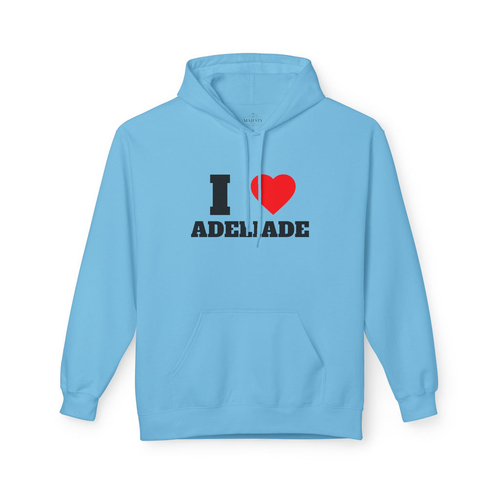 'I Love Adeliade' Unisex Softstyle Fleece Hoodie, Cozy Gift, Streetwear, Unique Fashion, Casual Wear, Lounge Essential