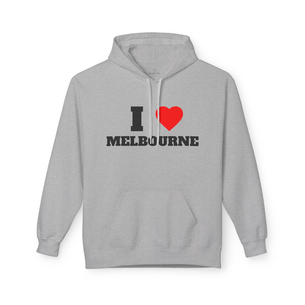 'I Love Melbourne' Unisex Softstyle Fleece Hoodie, Cozy Gift, Streetwear, Unique Fashion, Casual Wear, Lounge Essential