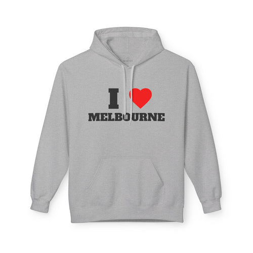 'I Love Melbourne' Unisex Softstyle Fleece Hoodie, Cozy Gift, Streetwear, Unique Fashion, Casual Wear, Lounge Essential