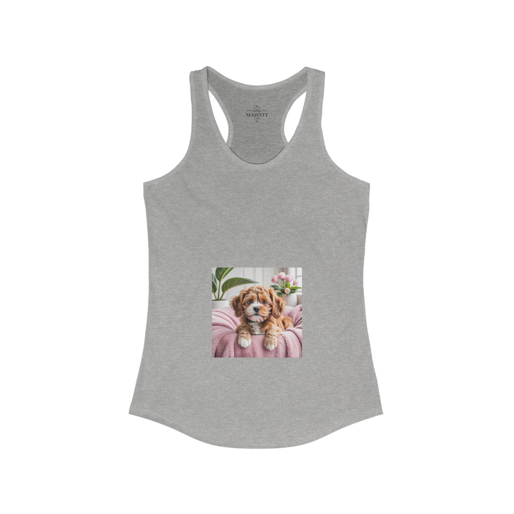 Cavoodle Dog Racerback Tank, Bohemian Style Top, Summer Attire, Casual Wear, Gift for Her, Festival Clothing