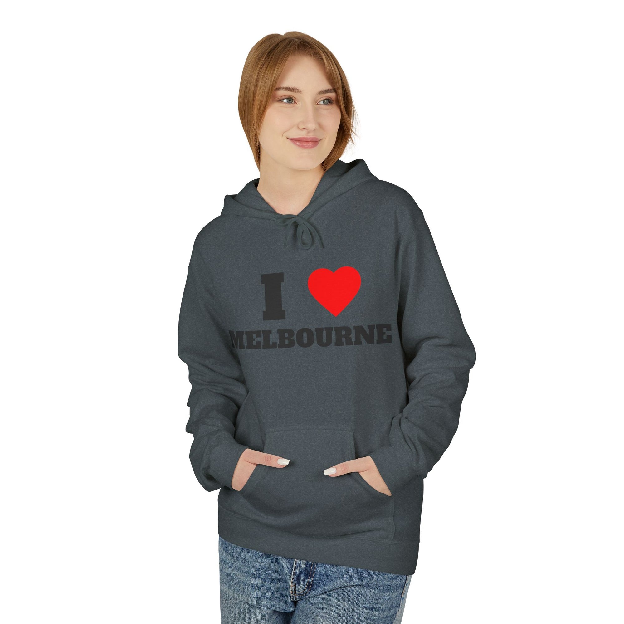 'I Love Melbourne' Unisex Softstyle Fleece Hoodie, Cozy Gift, Streetwear, Unique Fashion, Casual Wear, Lounge Essential