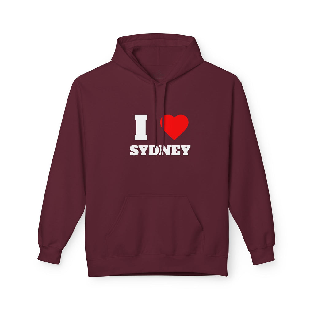 'I Love Sydney' Unisex Softstyle Fleece Hoodie, Cozy Gift, Streetwear, Unique Fashion, Casual Wear, Lounge Essential