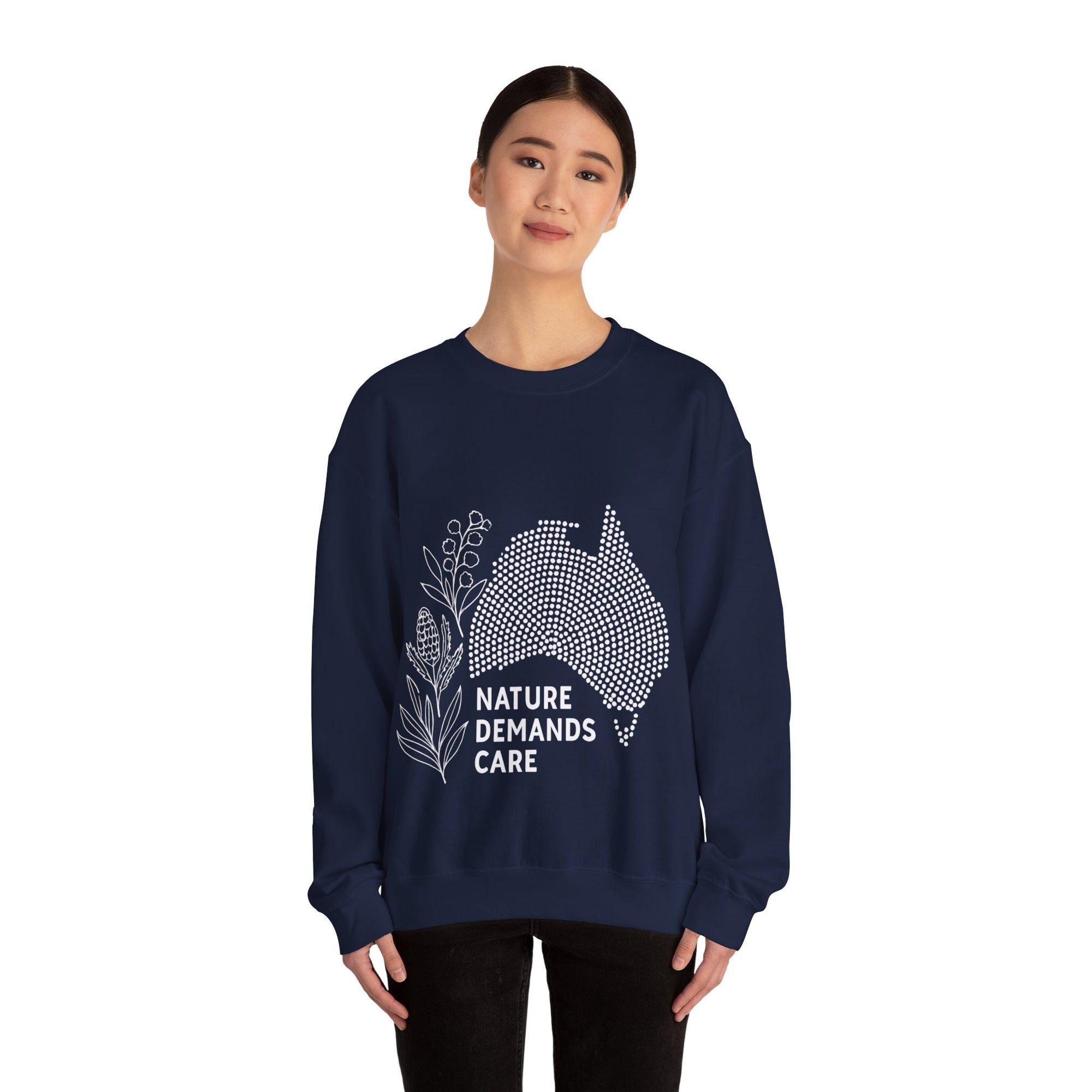 Nature Demands Care Unisex Crewneck Sweatshirt | Cozy Gift for Travelers, Fashion Lovers, Tasmania Souvenir, Comfortable Sweatshirt, [...]