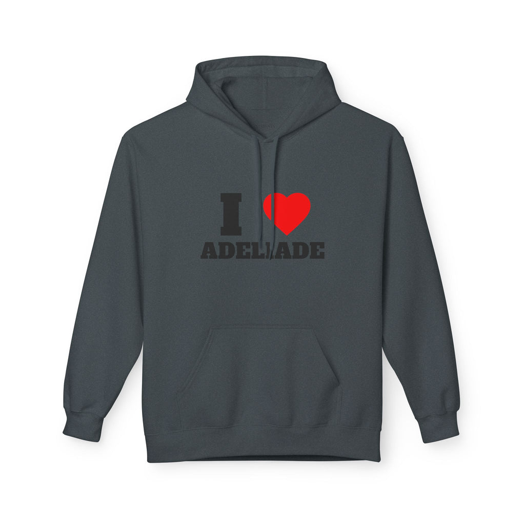 'I Love Adeliade' Unisex Softstyle Fleece Hoodie, Cozy Gift, Streetwear, Unique Fashion, Casual Wear, Lounge Essential