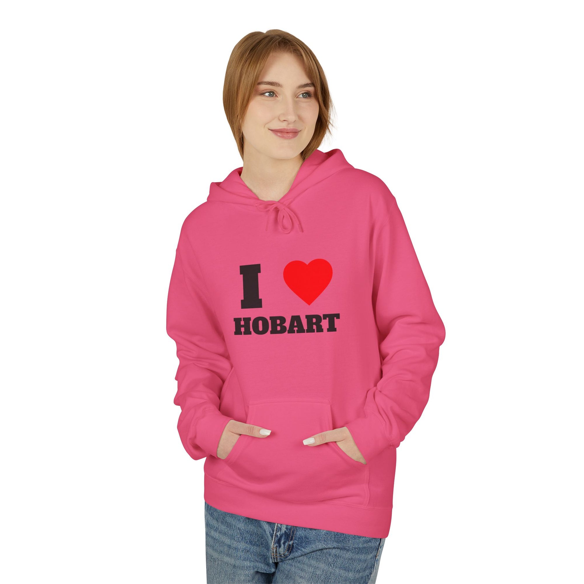 'I Love Hobart' Unisex Softstyle Fleece Hoodie, Cozy Gift, Streetwear, Unique Fashion, Casual Wear, Lounge Essential