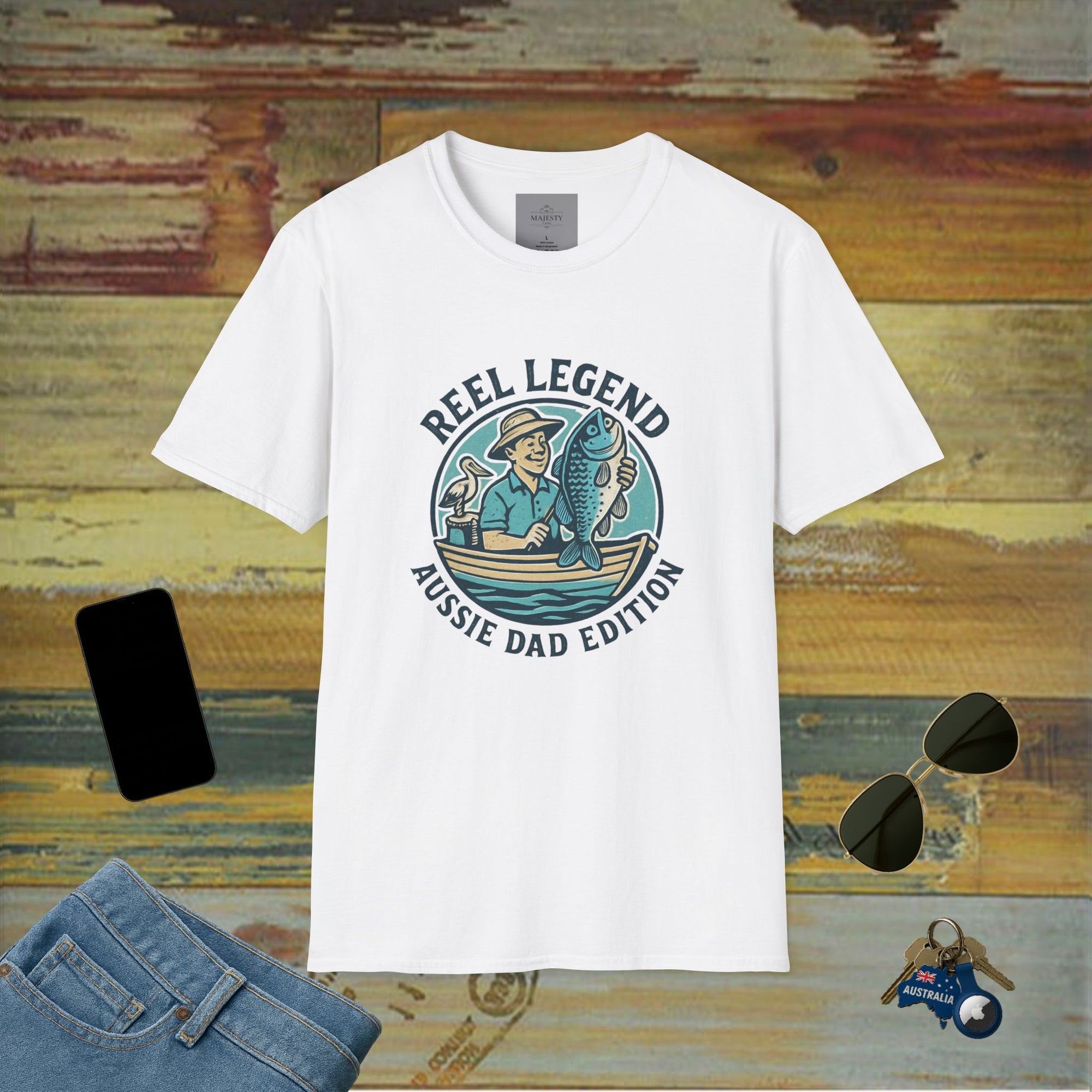Reel Legend Aussie Dad Can't Fix T-Shirt, Softstyle Tee