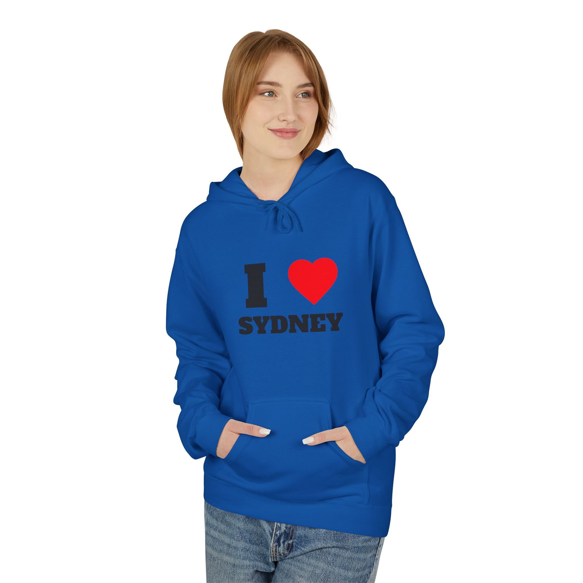 'I Love Sydney' Unisex Softstyle Fleece Hoodie, Cozy Gift, Streetwear, Unique Fashion, Casual Wear, Lounge Essential