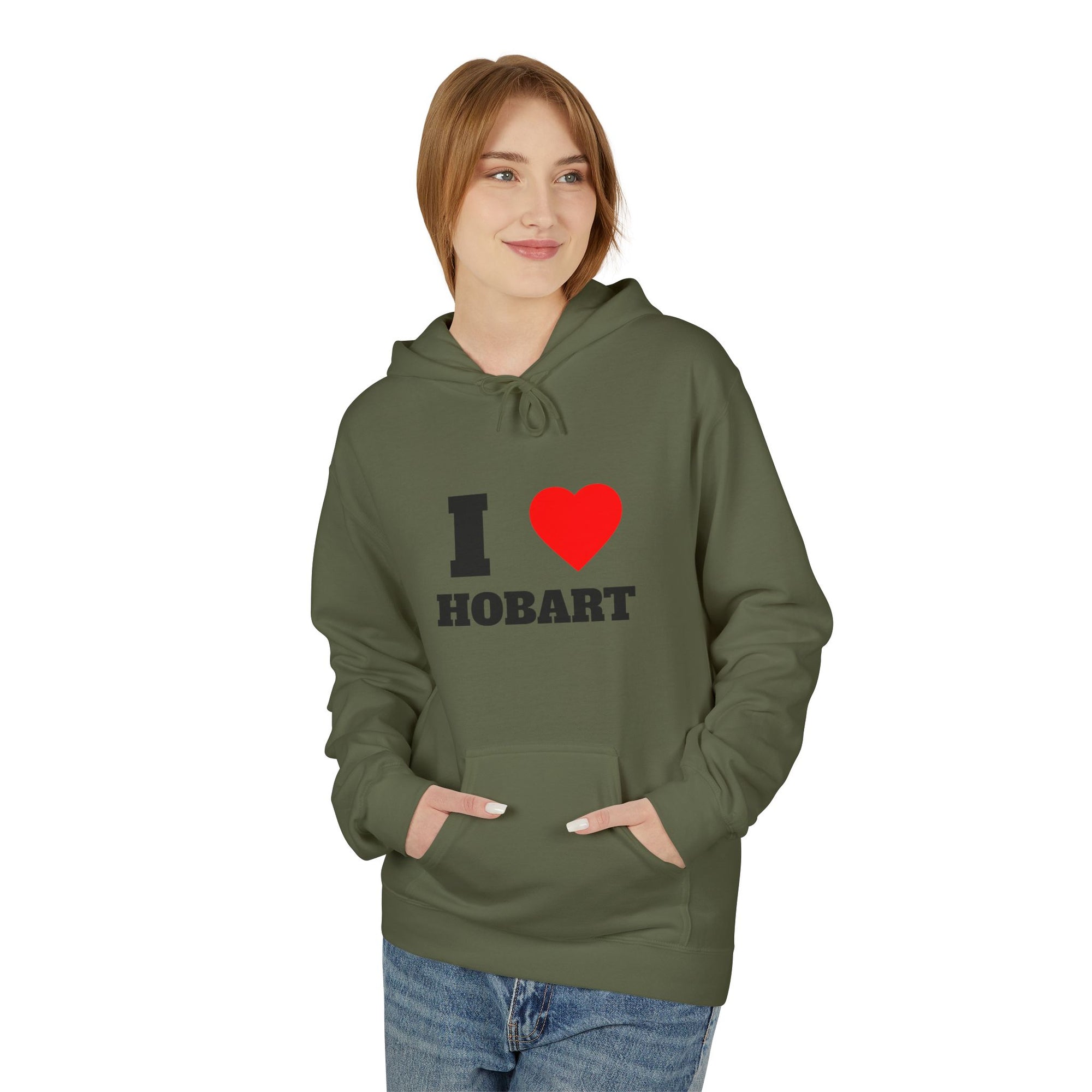 'I Love Hobart' Unisex Softstyle Fleece Hoodie, Cozy Gift, Streetwear, Unique Fashion, Casual Wear, Lounge Essential