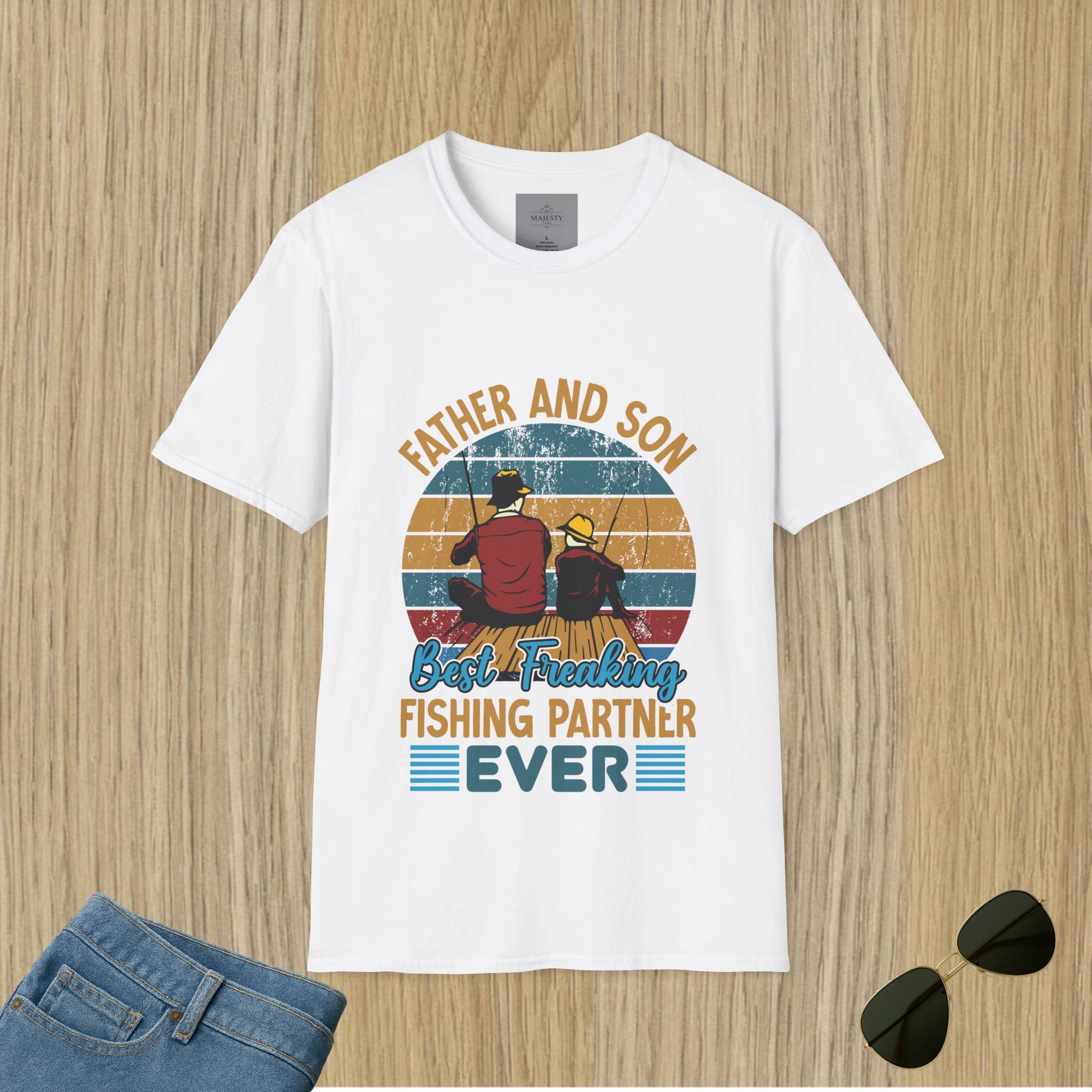 Father and Son Fishing Unisex T-Shirt, Softstyle Tee