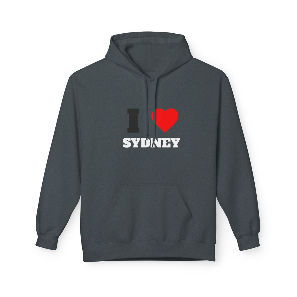 'I Love Sydney' Unisex Softstyle Fleece Hoodie, Cozy Gift, Streetwear, Unique Fashion, Casual Wear, Lounge Essential