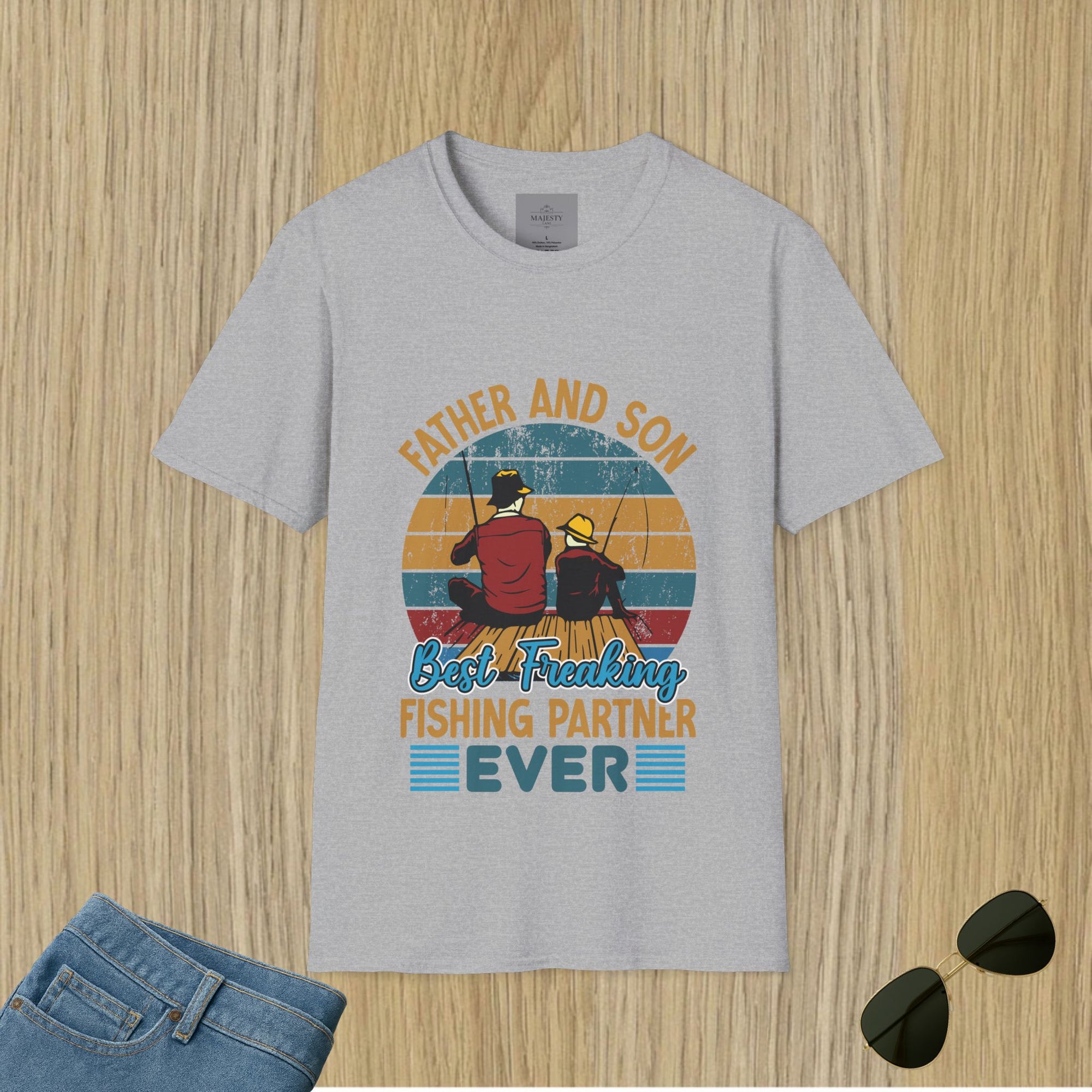 Father and Son Fishing Unisex T-Shirt, Softstyle Tee