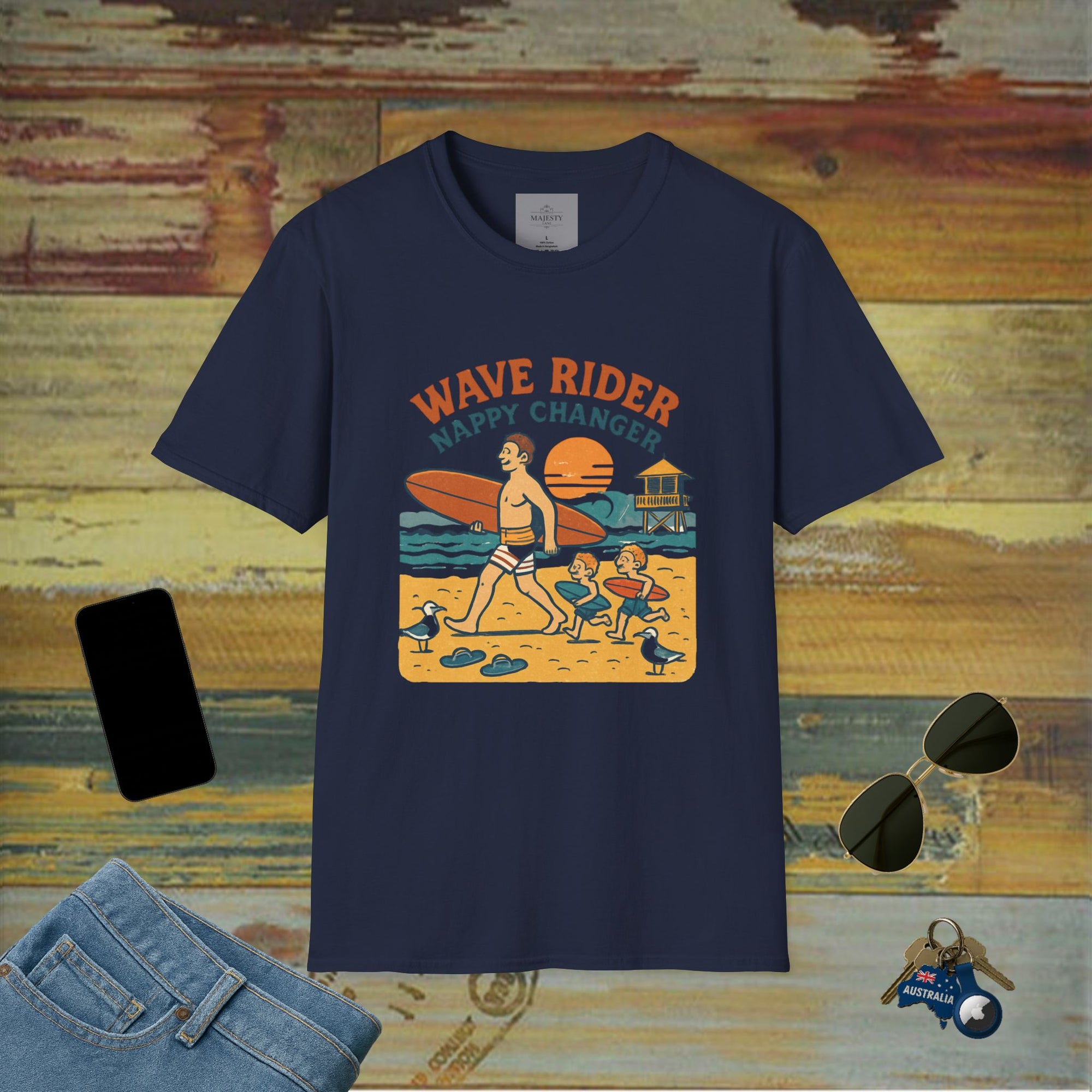 Aussie Surf Dad Can't Fix T-Shirt, Softstyle Tee