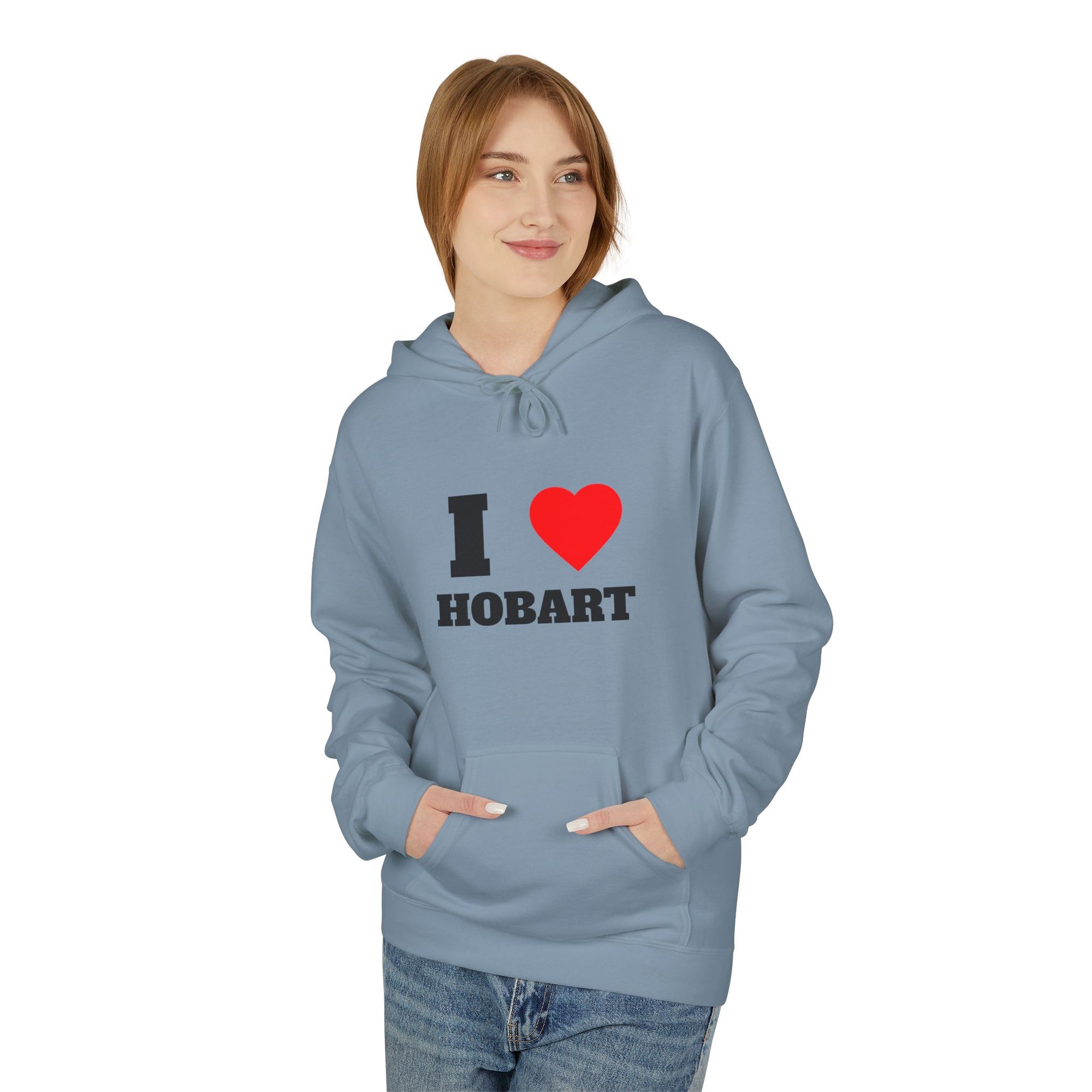 'I Love Hobart' Unisex Softstyle Fleece Hoodie, Cozy Gift, Streetwear, Unique Fashion, Casual Wear, Lounge Essential