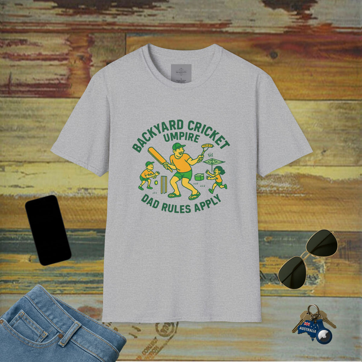 Backyard Cricket Umpire Dad T-Shirt, Softstyle Tee
