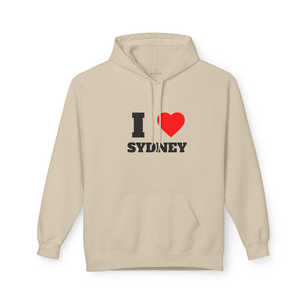 'I Love Sydney' Unisex Softstyle Fleece Hoodie, Cozy Gift, Streetwear, Unique Fashion, Casual Wear, Lounge Essential