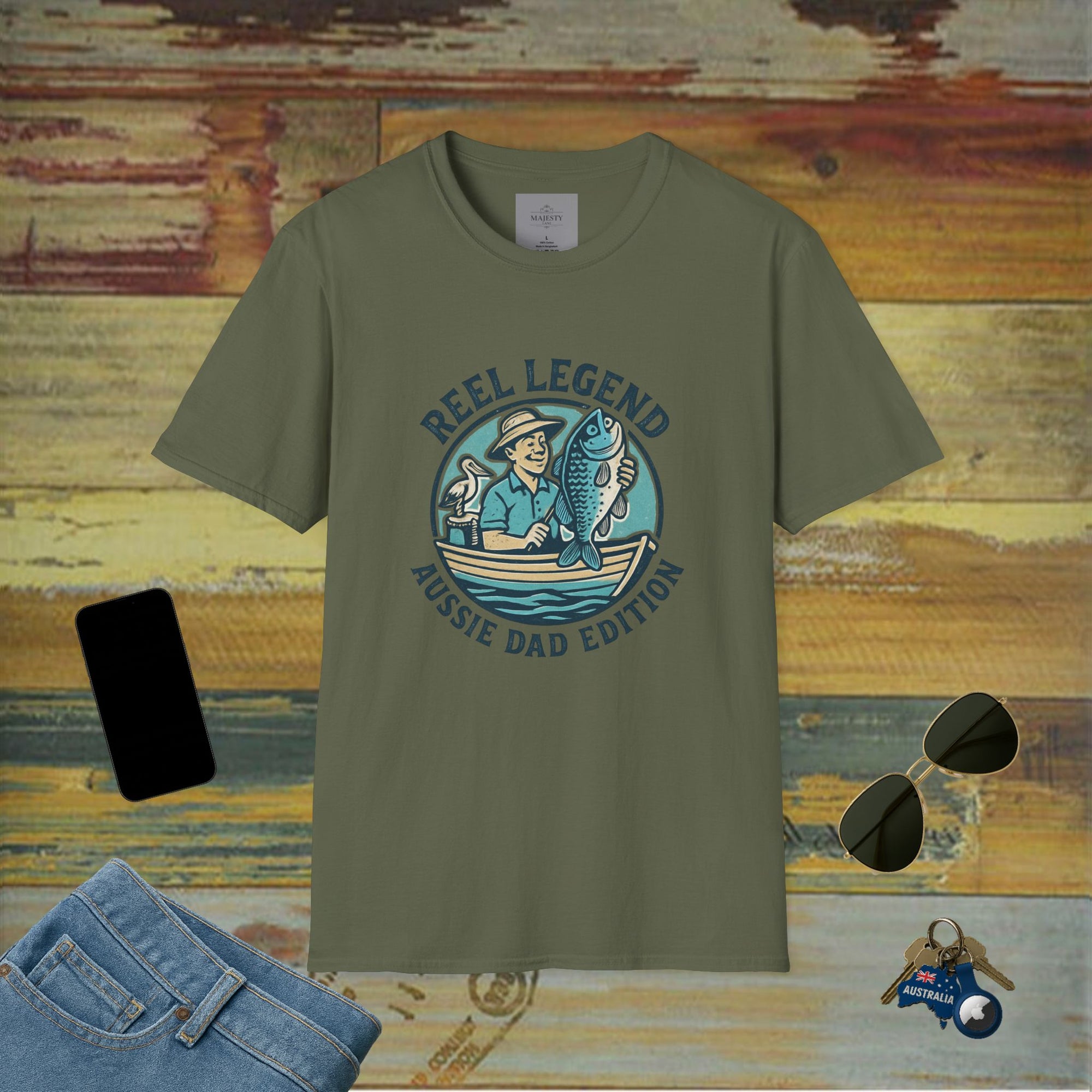 Reel Legend Aussie Dad Can't Fix T-Shirt, Softstyle Tee