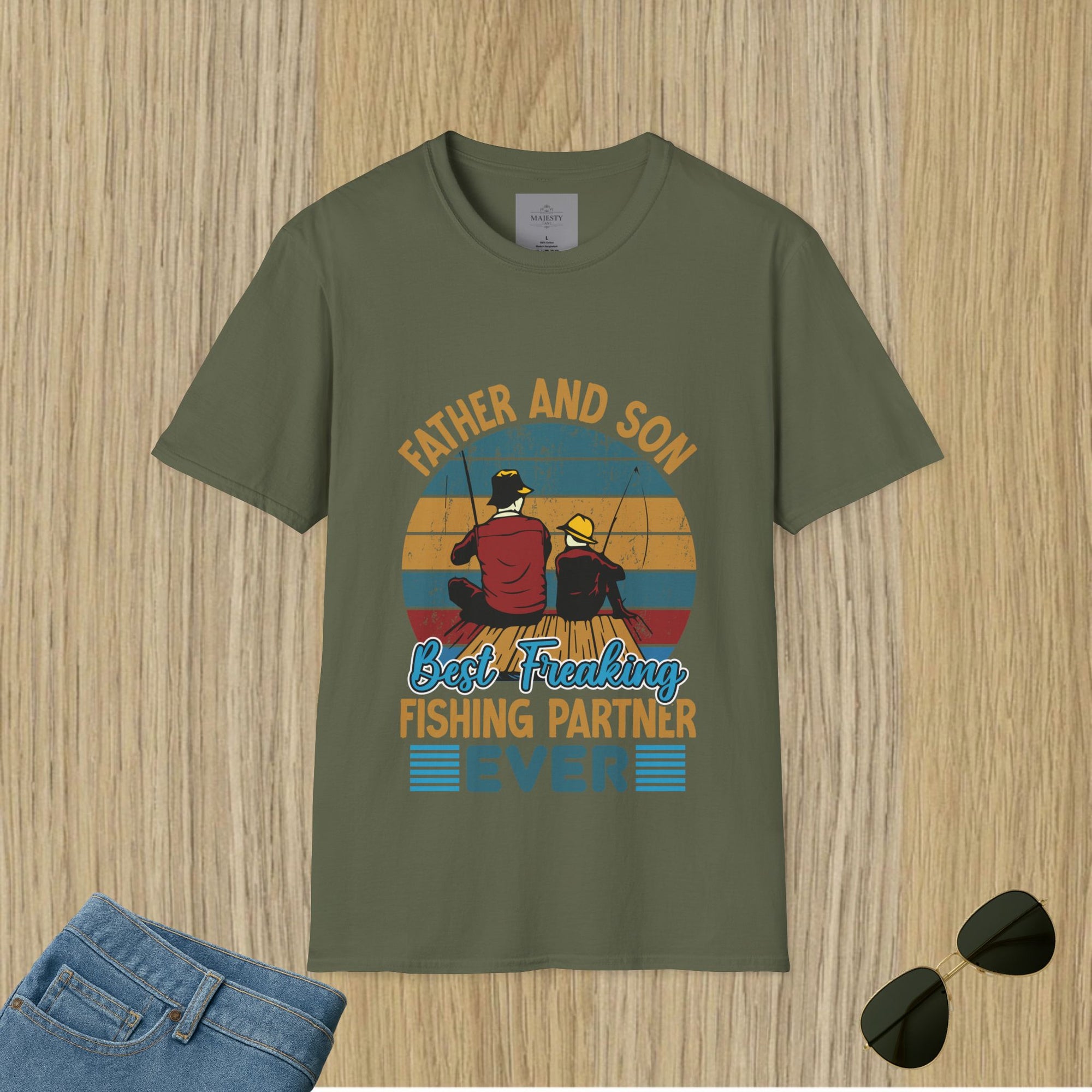 Father and Son Fishing Unisex T-Shirt, Softstyle Tee