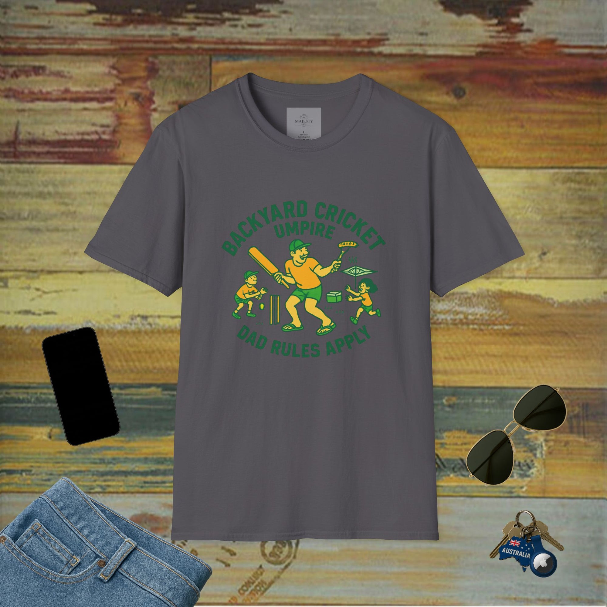 Backyard Cricket Umpire Dad T-Shirt, Softstyle Tee