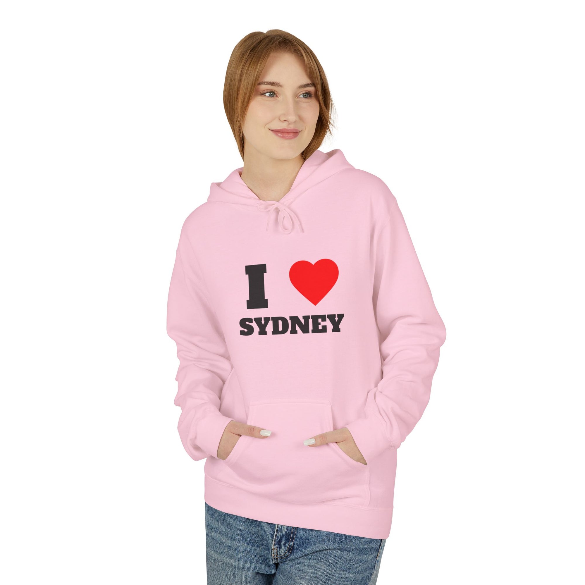 'I Love Sydney' Unisex Softstyle Fleece Hoodie, Cozy Gift, Streetwear, Unique Fashion, Casual Wear, Lounge Essential