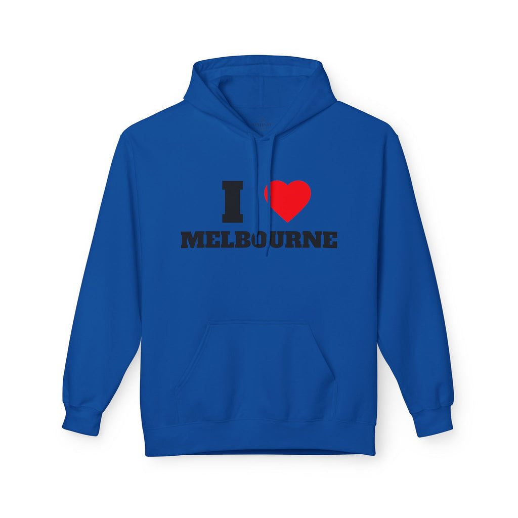 'I Love Melbourne' Unisex Softstyle Fleece Hoodie, Cozy Gift, Streetwear, Unique Fashion, Casual Wear, Lounge Essential
