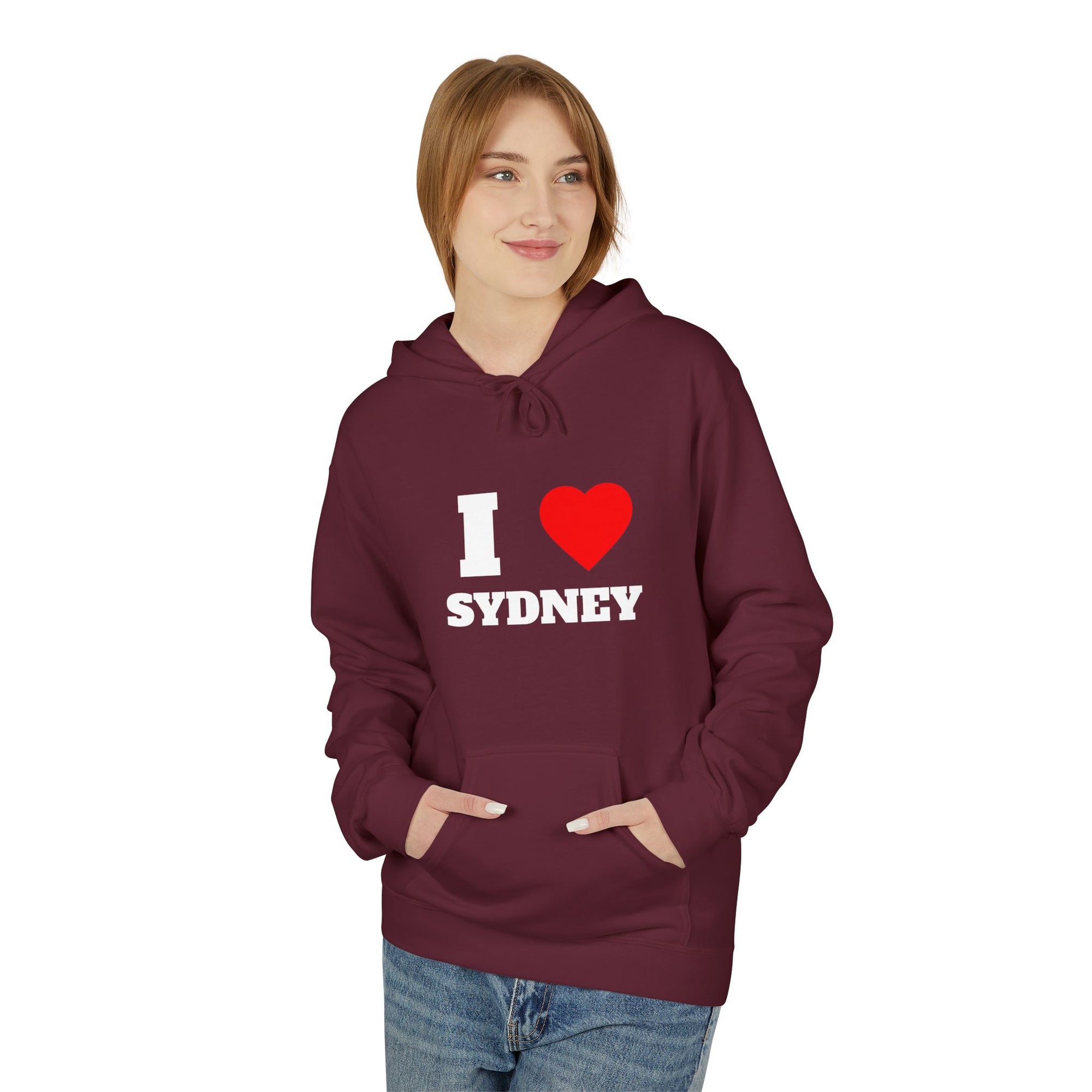'I Love Sydney' Unisex Softstyle Fleece Hoodie, Cozy Gift, Streetwear, Unique Fashion, Casual Wear, Lounge Essential