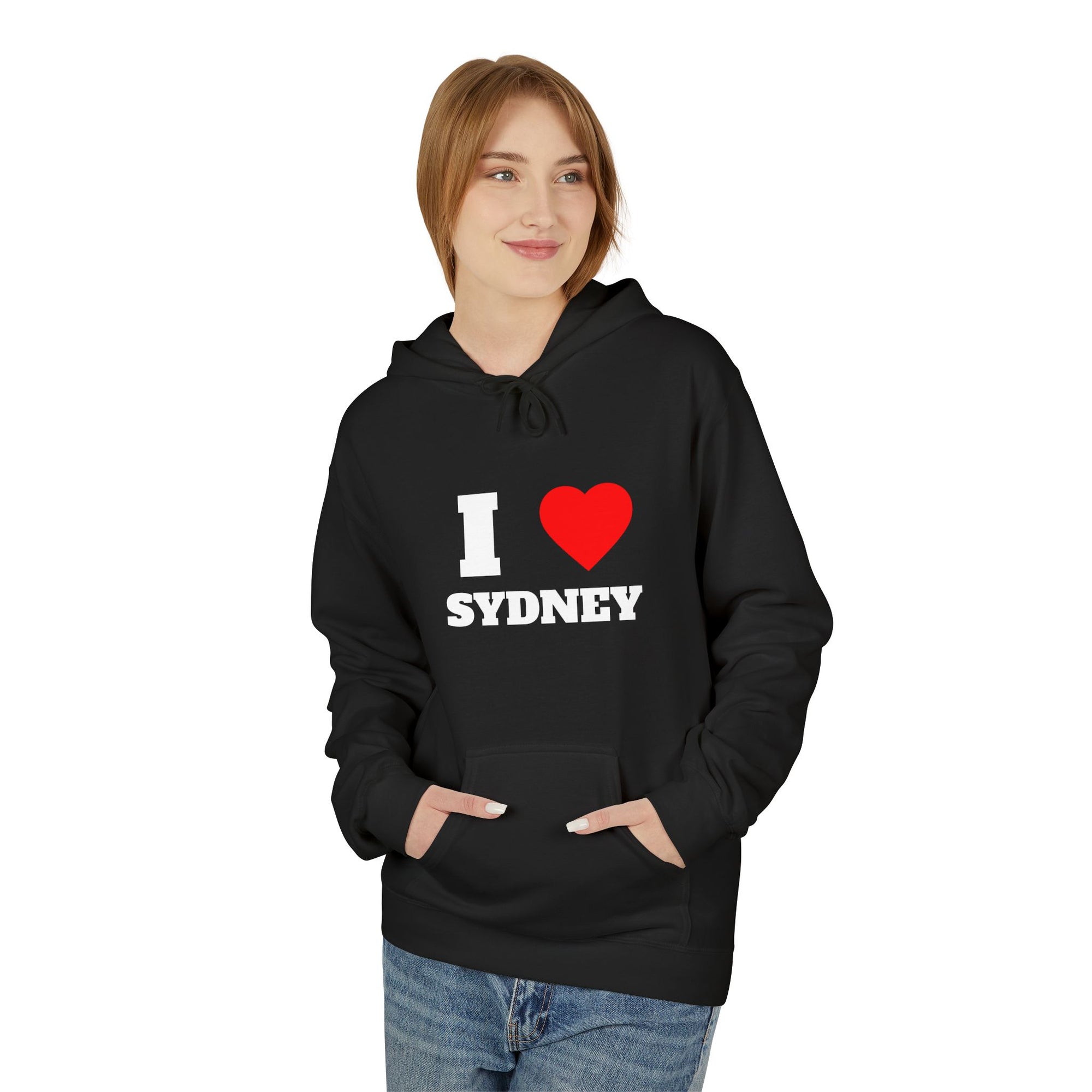 'I Love Sydney' Unisex Softstyle Fleece Hoodie, Cozy Gift, Streetwear, Unique Fashion, Casual Wear, Lounge Essential