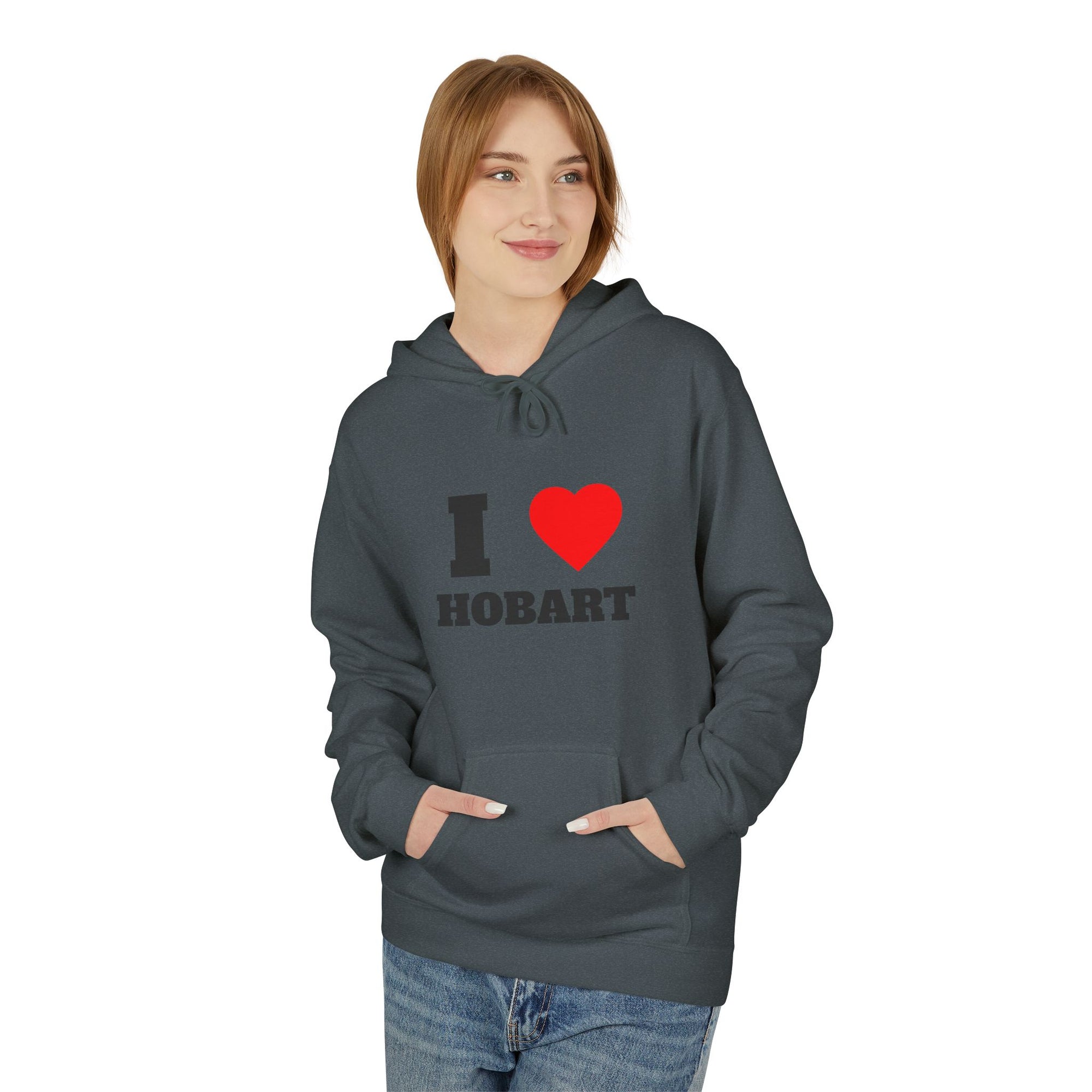 'I Love Hobart' Unisex Softstyle Fleece Hoodie, Cozy Gift, Streetwear, Unique Fashion, Casual Wear, Lounge Essential