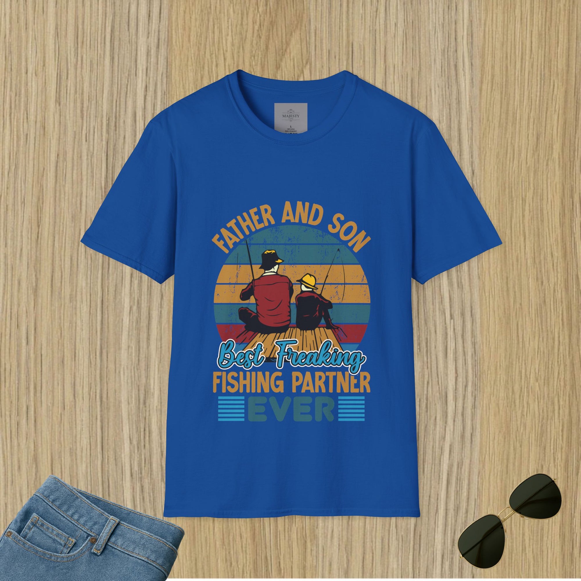 Father and Son Fishing Unisex T-Shirt, Softstyle Tee