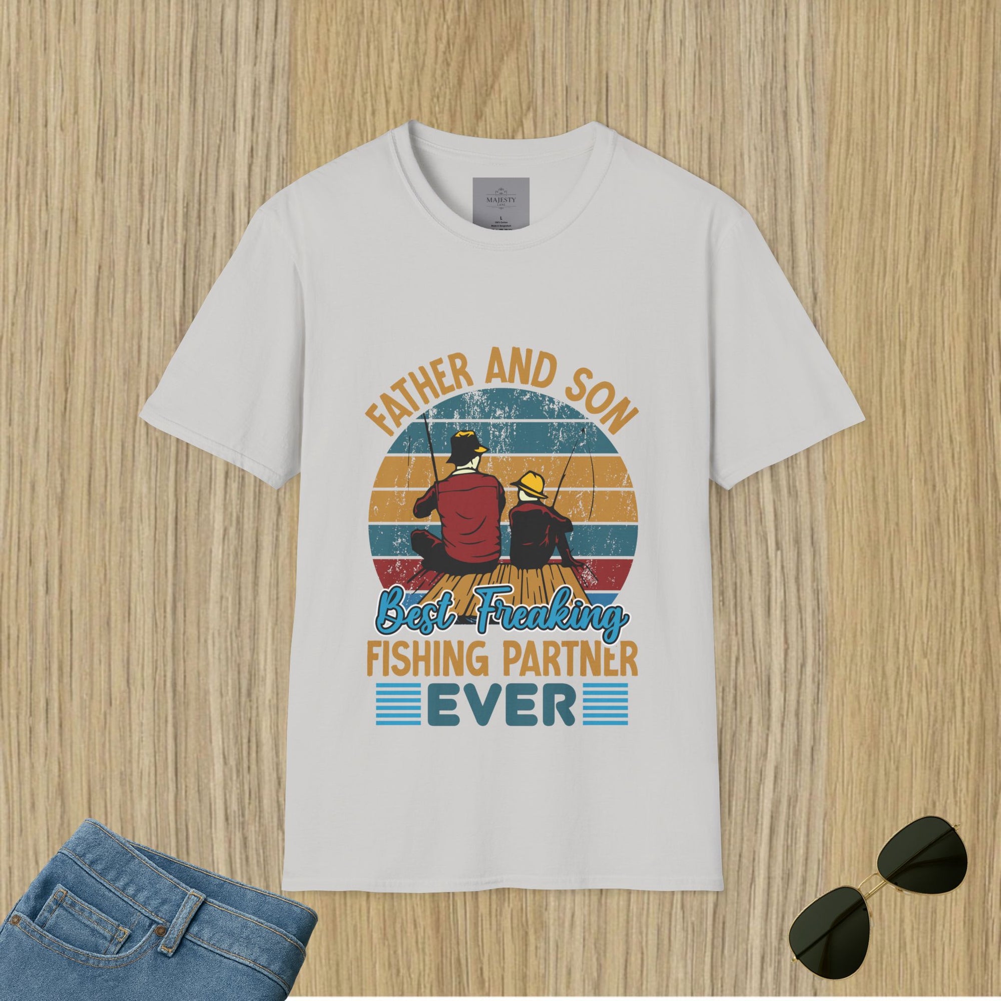 Father and Son Fishing Unisex T-Shirt, Softstyle Tee