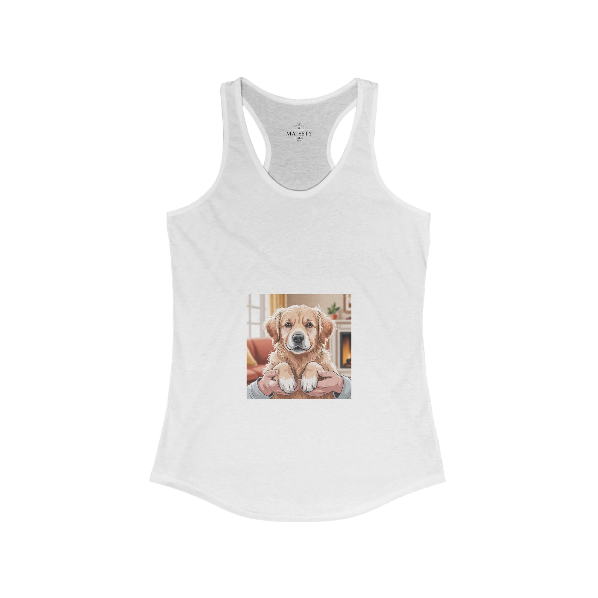 Golden Retriever Racerback Tank, Bohemian Style Top, Summer Attire, Casual Wear, Gift for Her, Festival Clothing