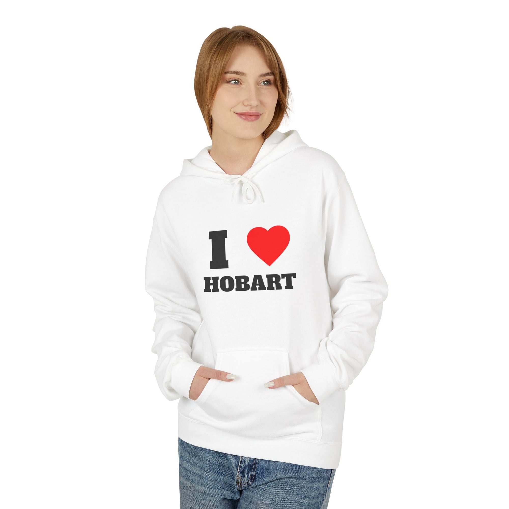 'I Love Hobart' Unisex Softstyle Fleece Hoodie, Cozy Gift, Streetwear, Unique Fashion, Casual Wear, Lounge Essential