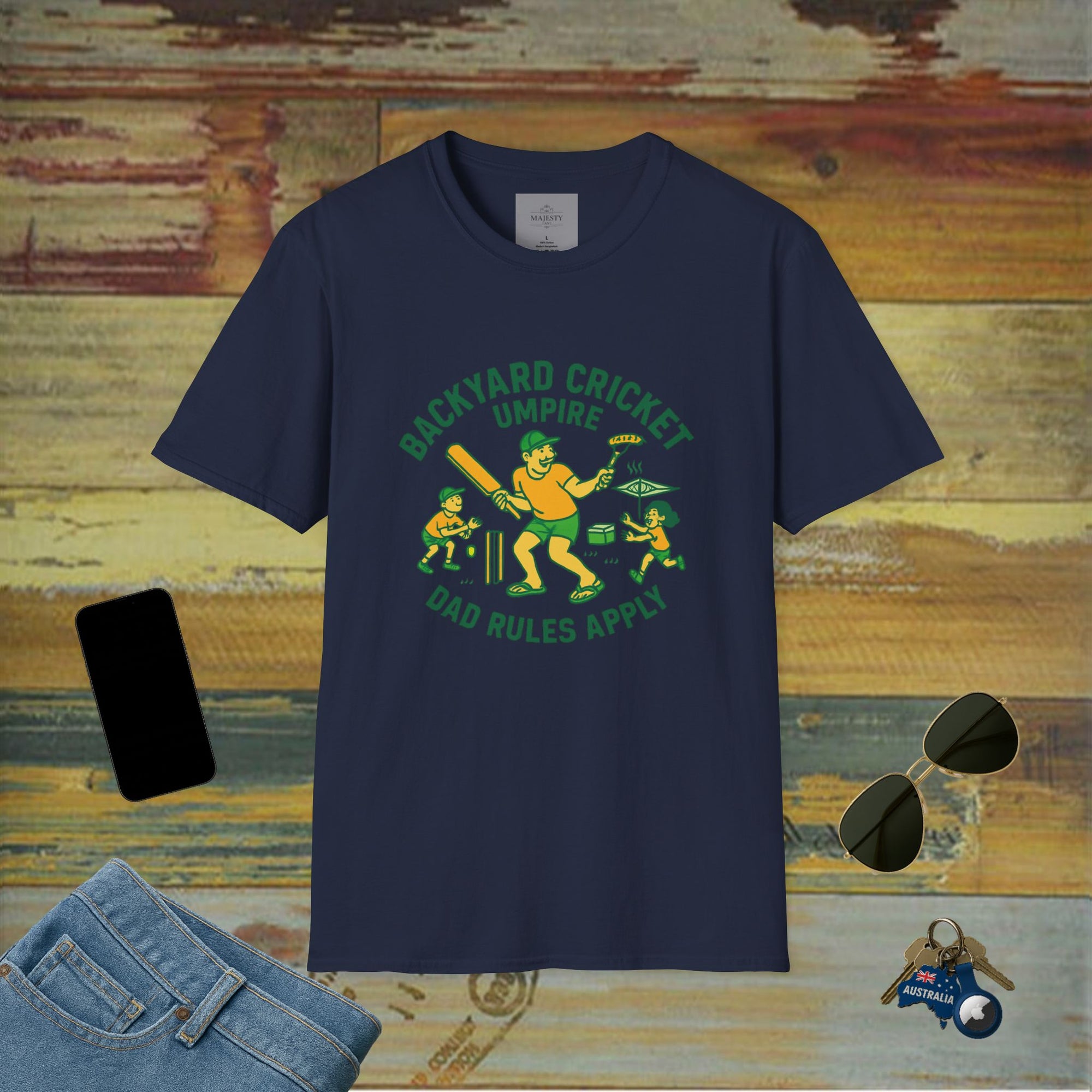Backyard Cricket Umpire Dad T-Shirt, Softstyle Tee