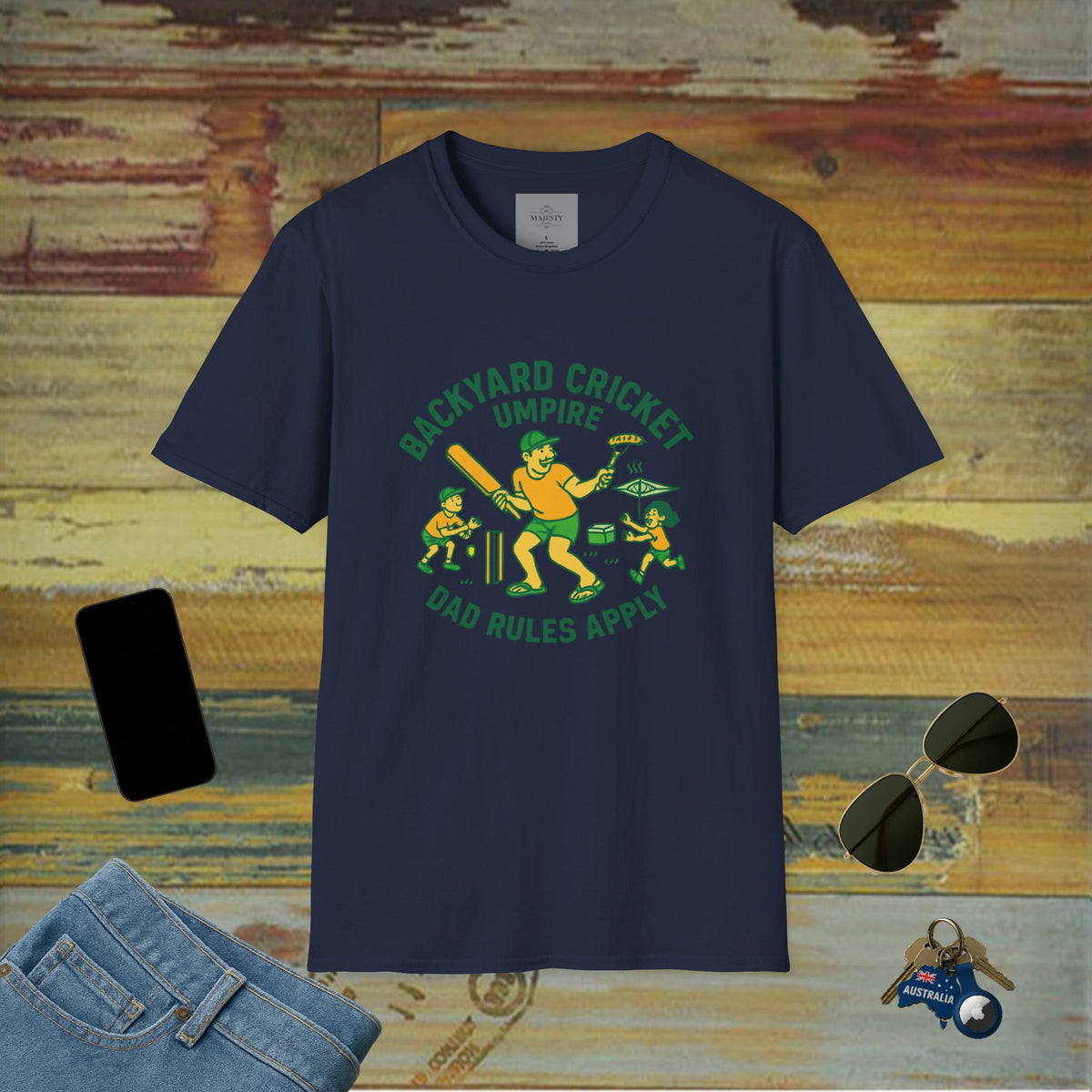 Backyard Cricket Umpire Dad T-Shirt, Softstyle Tee