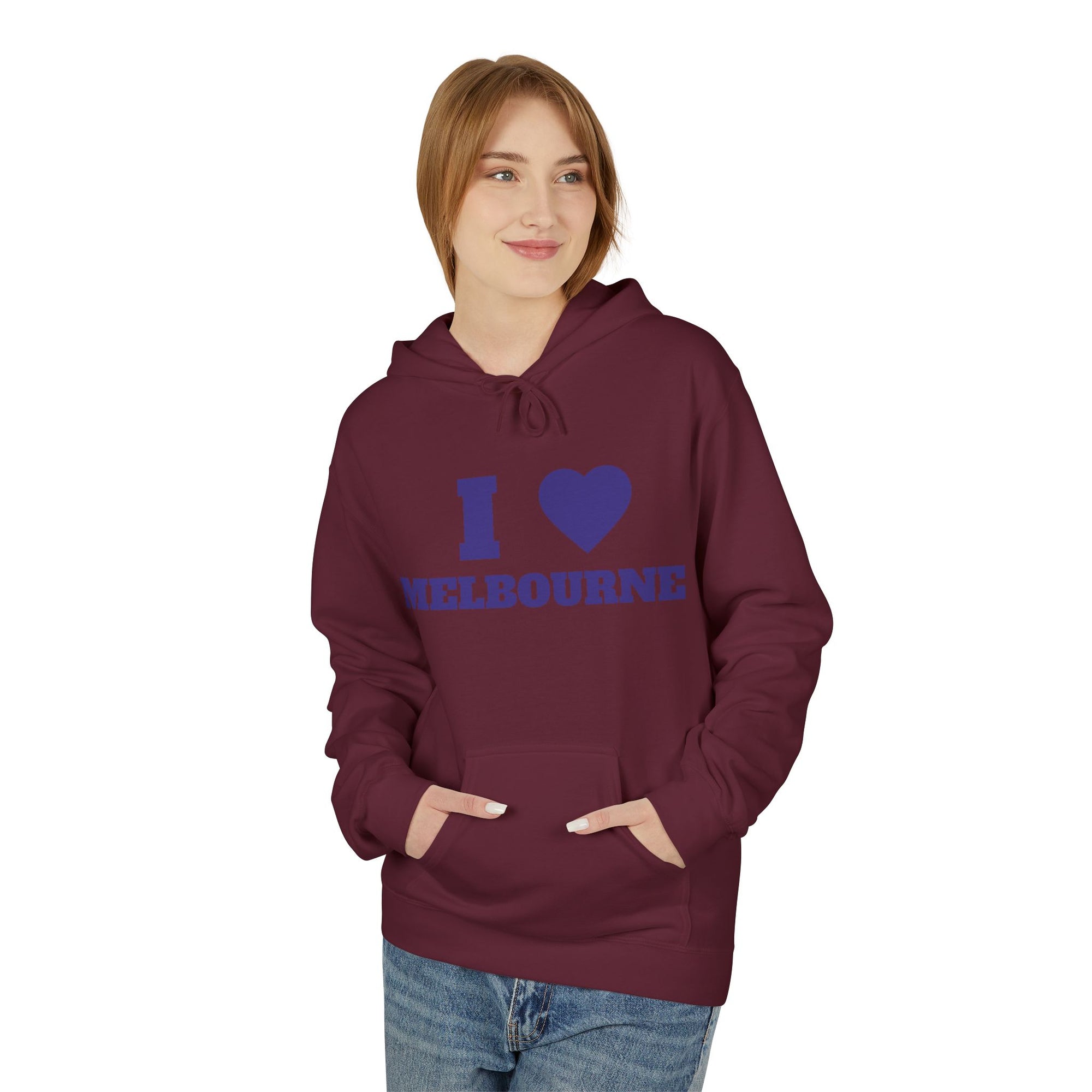 'I Love Melbourne' Unisex Softstyle Fleece Hoodie, Cozy Gift, Streetwear, Unique Fashion, Casual Wear, Lounge Essential