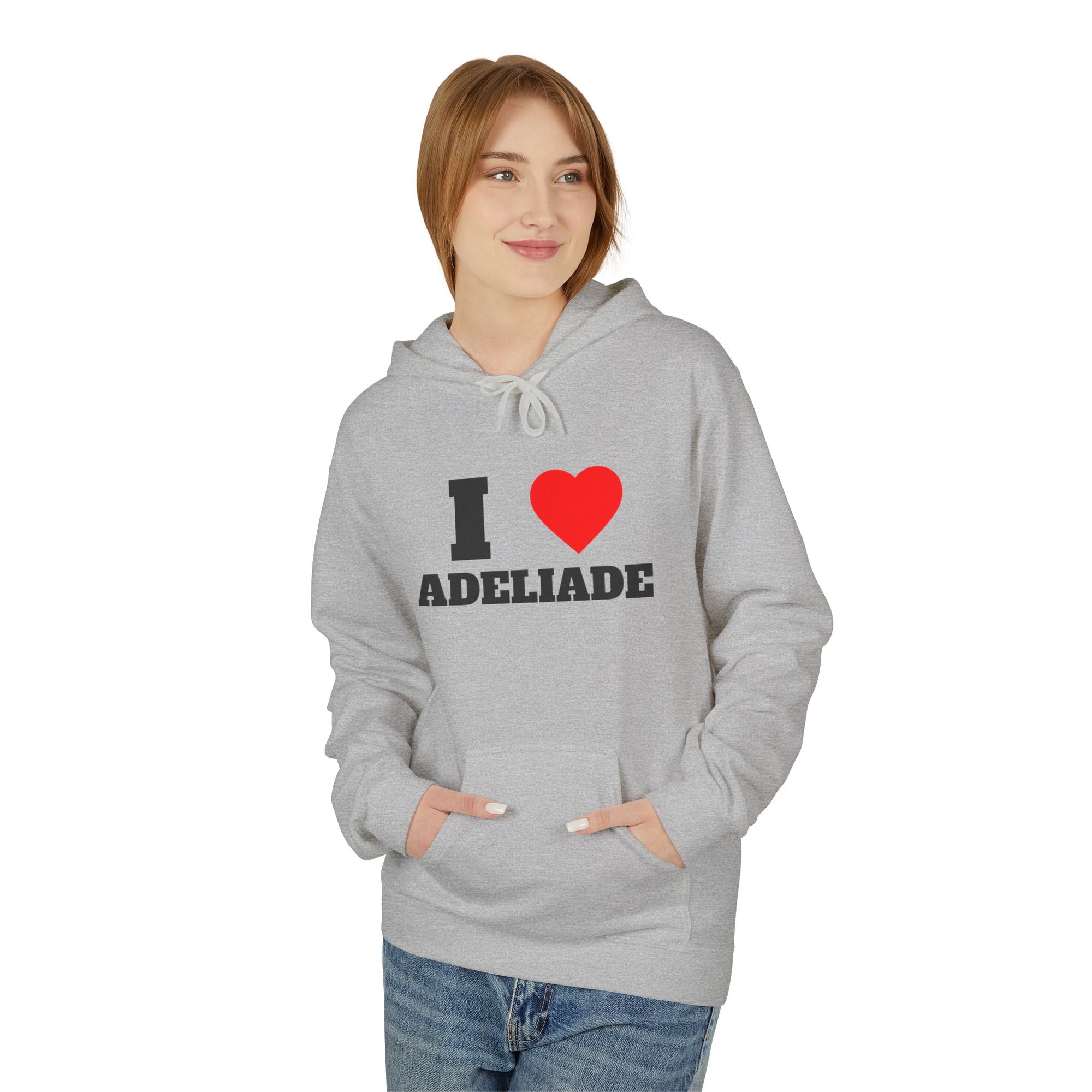 'I Love Adeliade' Unisex Softstyle Fleece Hoodie, Cozy Gift, Streetwear, Unique Fashion, Casual Wear, Lounge Essential