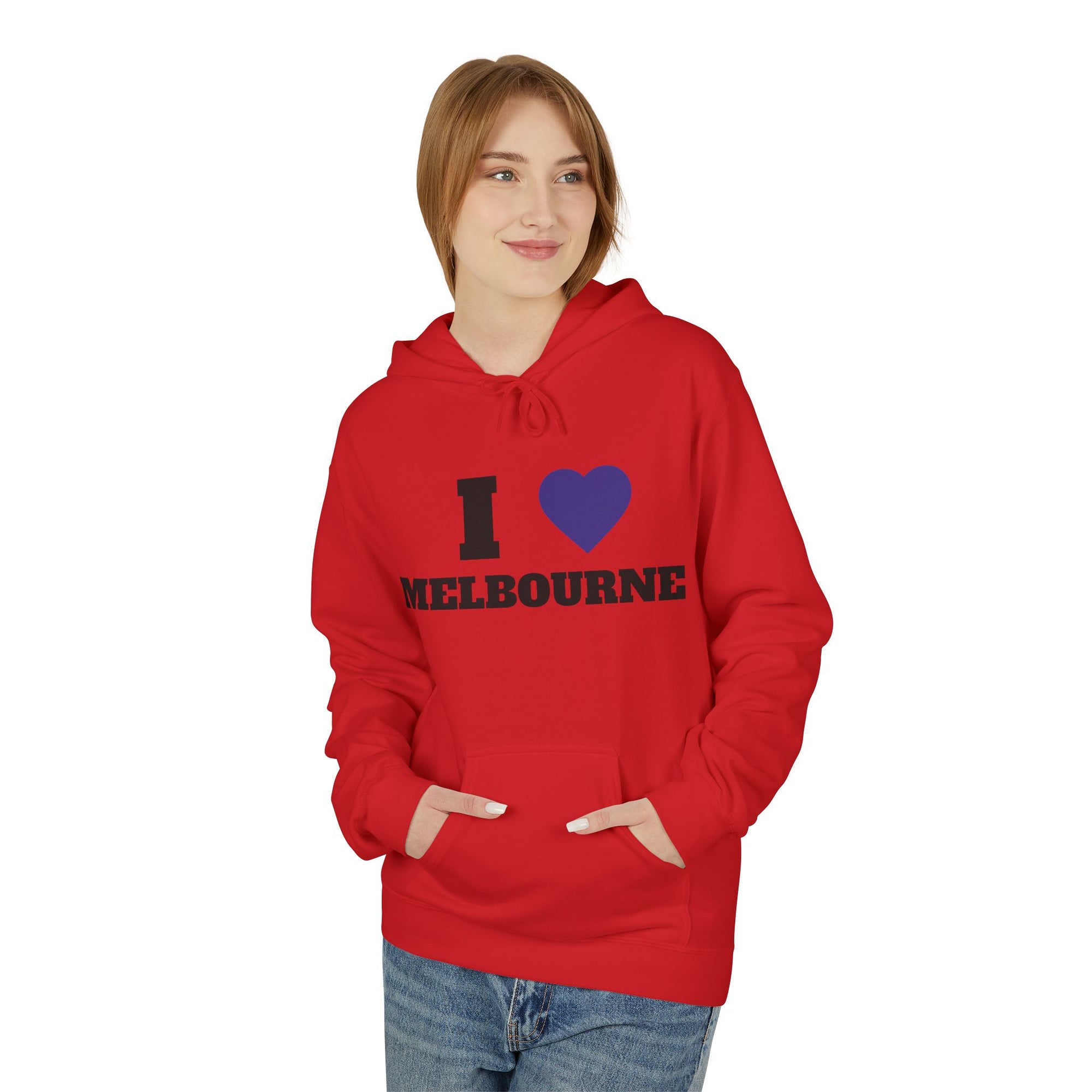 'I Love Melbourne' Unisex Softstyle Fleece Hoodie, Cozy Gift, Streetwear, Unique Fashion, Casual Wear, Lounge Essential