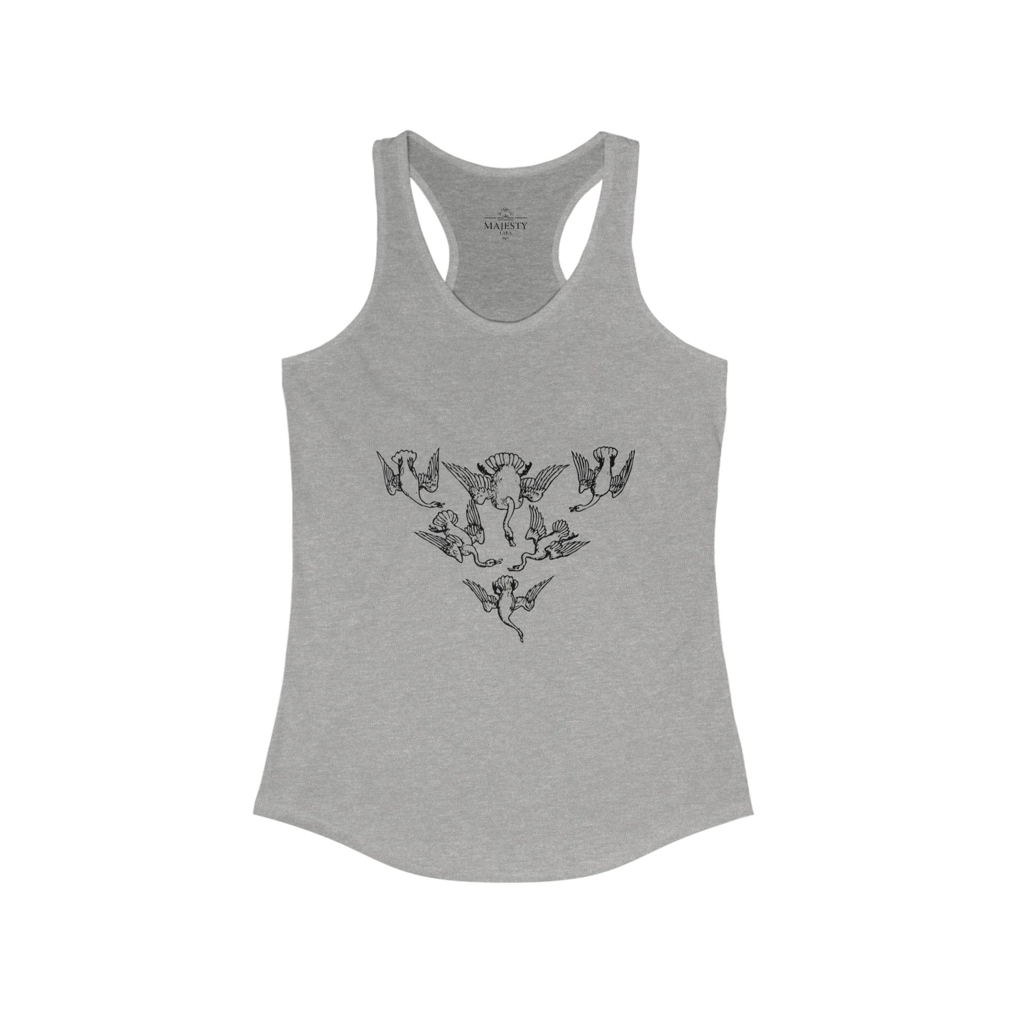 Geese in Flock Racerback Tank, Bohemian Style Top, Summer Attire, Casual Wear, Gift for Her, Festival Clothing