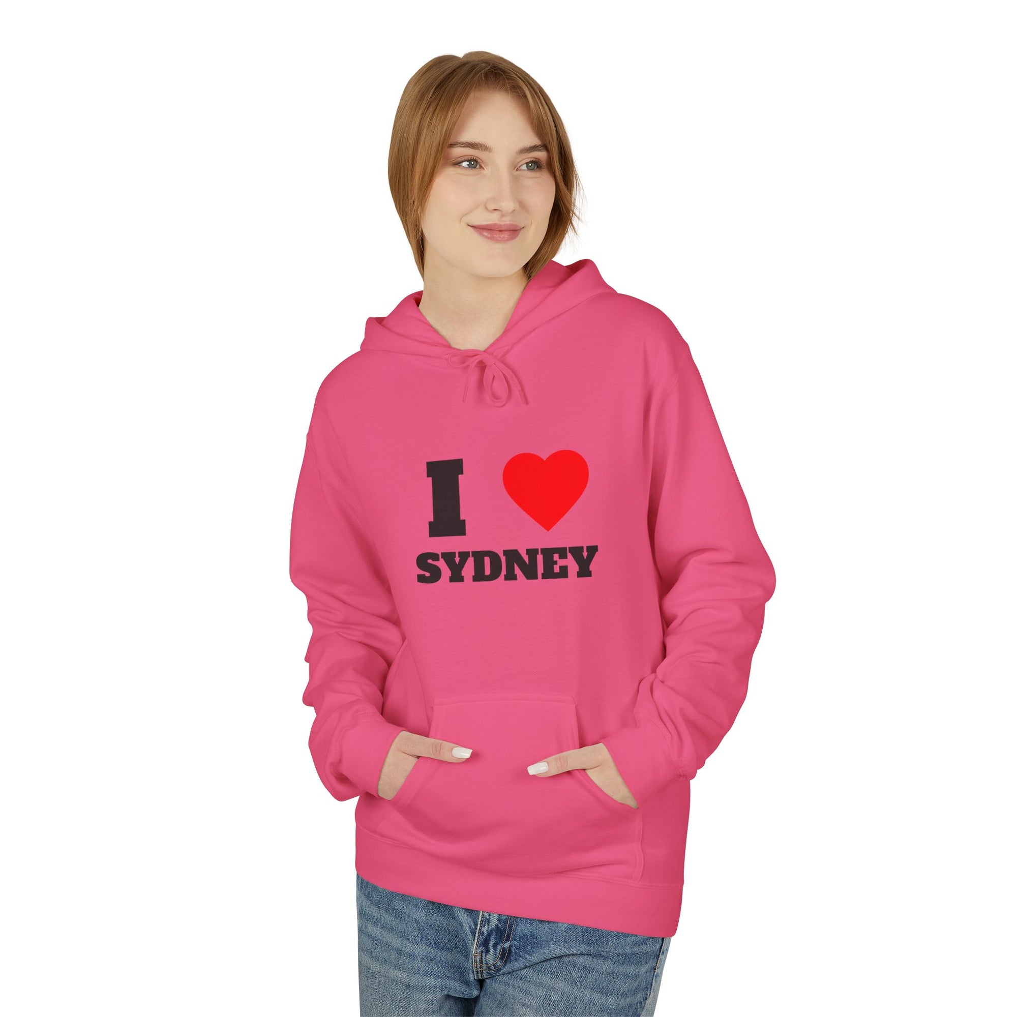 'I Love Sydney' Unisex Softstyle Fleece Hoodie, Cozy Gift, Streetwear, Unique Fashion, Casual Wear, Lounge Essential