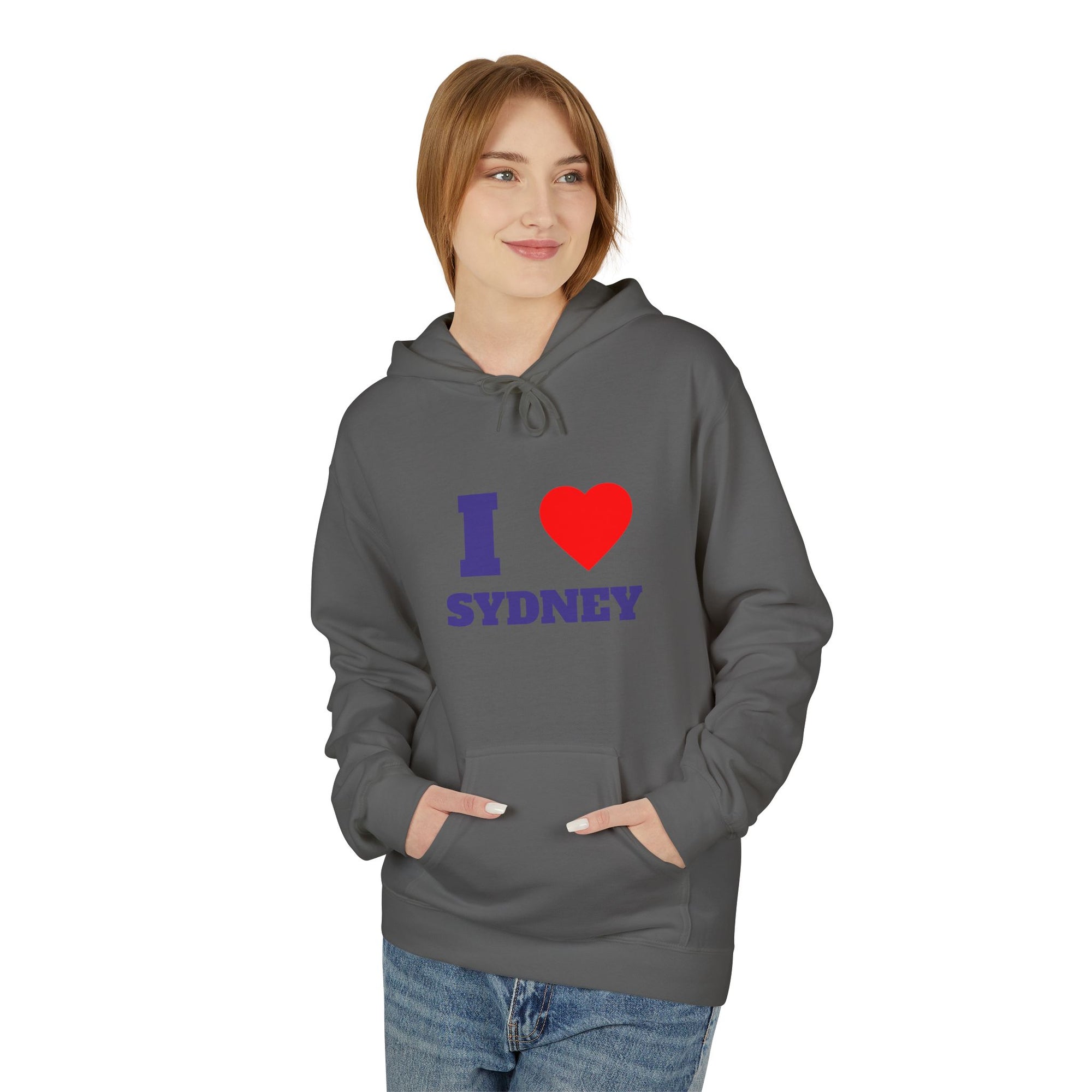 'I Love Sydney' Unisex Softstyle Fleece Hoodie, Cozy Gift, Streetwear, Unique Fashion, Casual Wear, Lounge Essential