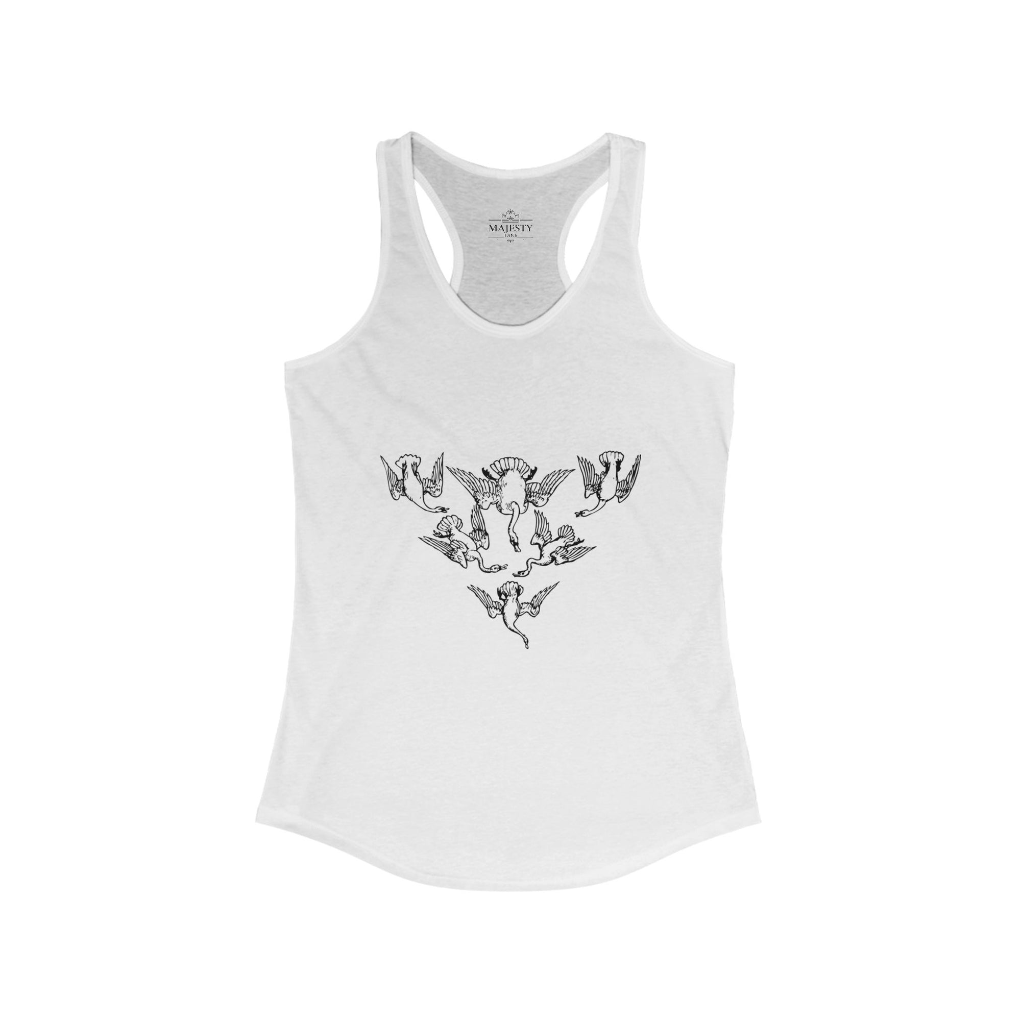 Geese in Flock Racerback Tank, Bohemian Style Top, Summer Attire, Casual Wear, Gift for Her, Festival Clothing
