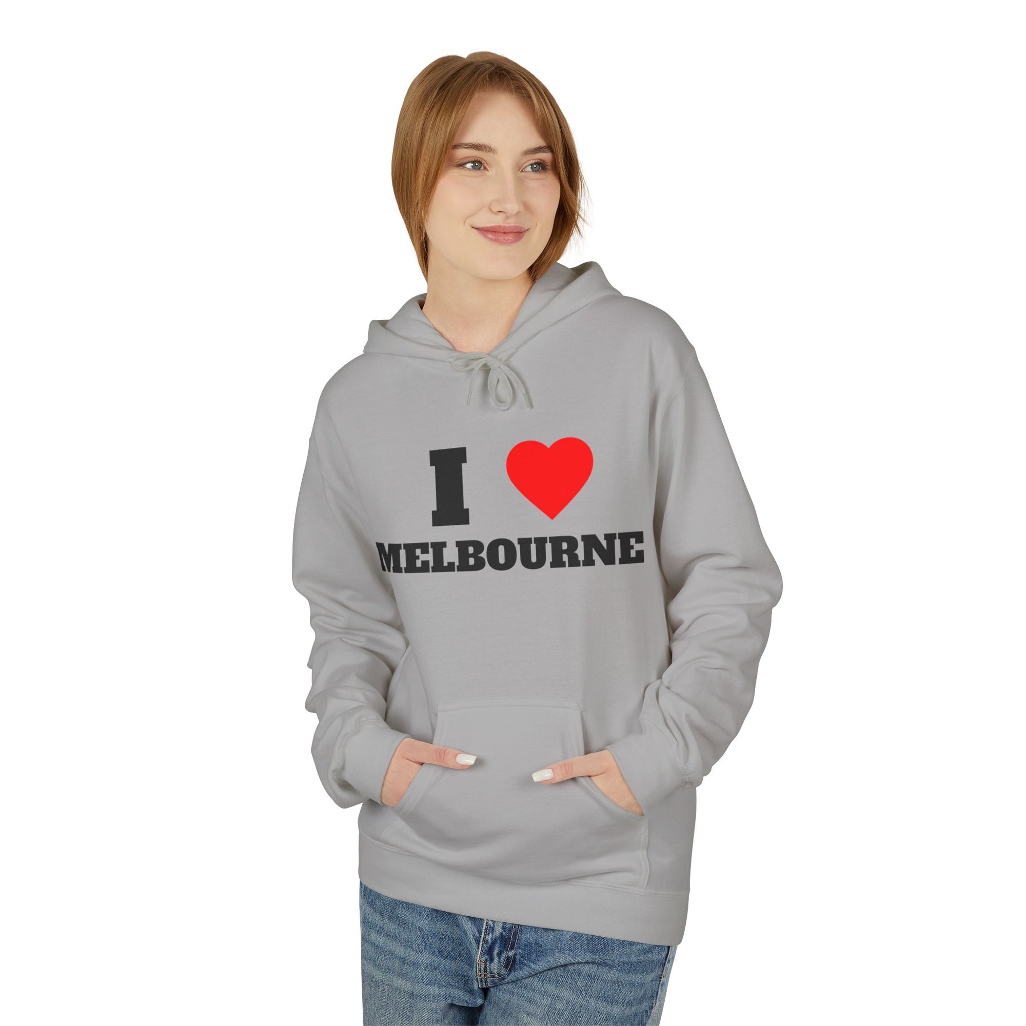 'I Love Melbourne' Unisex Softstyle Fleece Hoodie, Cozy Gift, Streetwear, Unique Fashion, Casual Wear, Lounge Essential