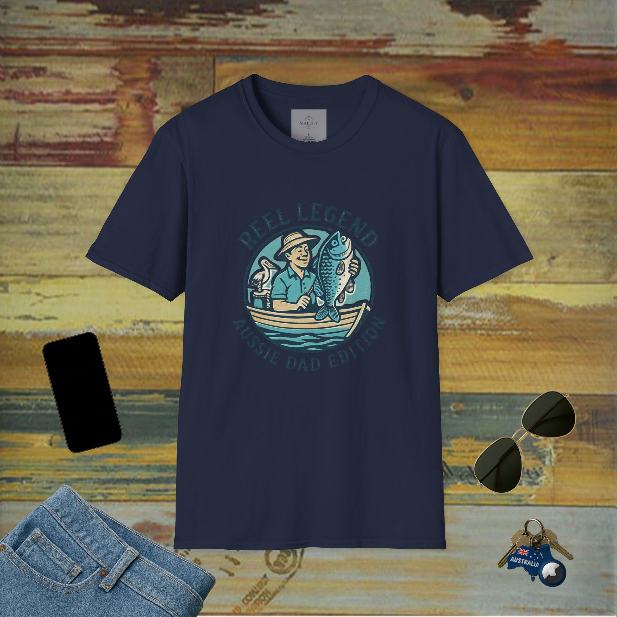 Reel Legend Aussie Dad Can't Fix T-Shirt, Softstyle Tee