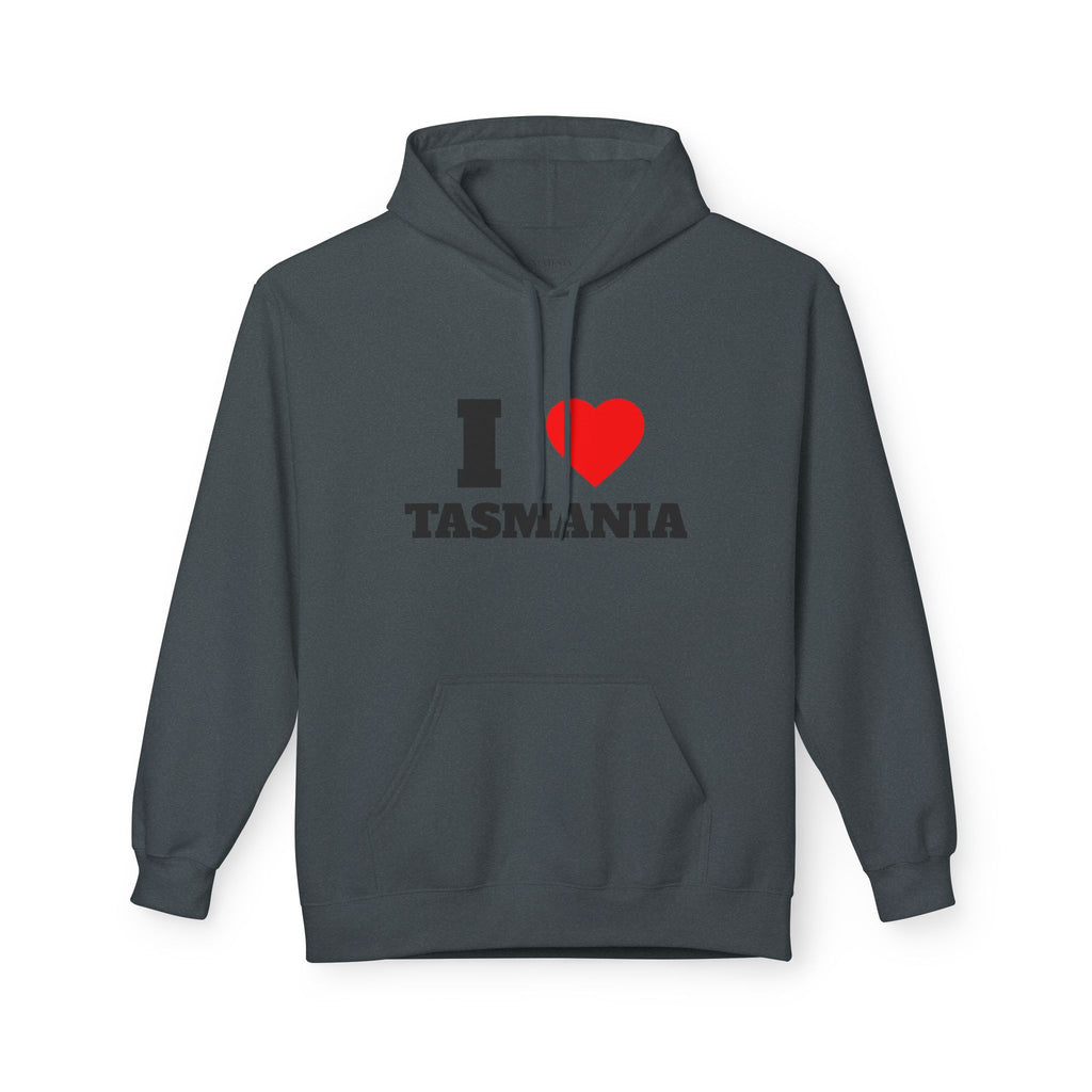 'I Love Tasmania' Unisex Softstyle Fleece Hoodie, Cozy Gift, Streetwear, Unique Fashion, Casual Wear, Lounge Essential