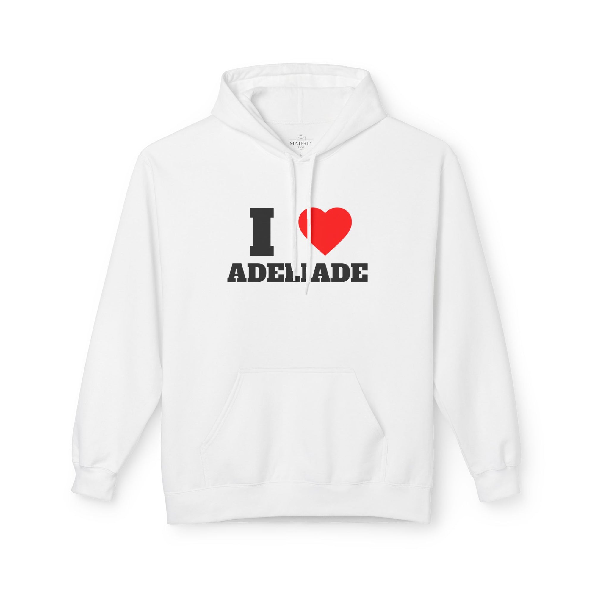 'I Love Adeliade' Unisex Softstyle Fleece Hoodie, Cozy Gift, Streetwear, Unique Fashion, Casual Wear, Lounge Essential