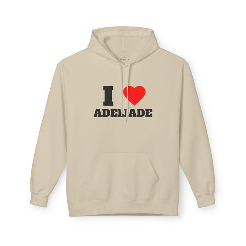 'I Love Adeliade' Unisex Softstyle Fleece Hoodie, Cozy Gift, Streetwear, Unique Fashion, Casual Wear, Lounge Essential
