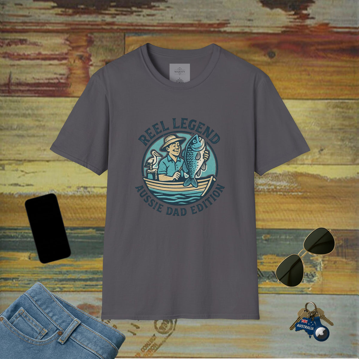 Reel Legend Aussie Dad Can't Fix T-Shirt, Softstyle Tee