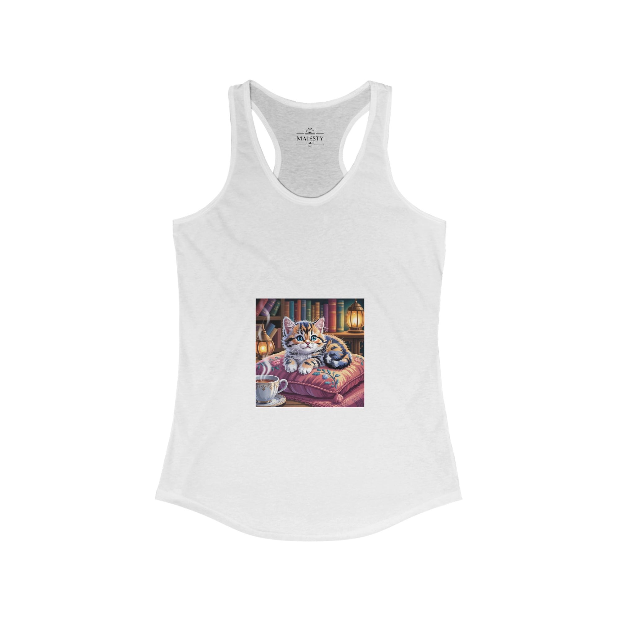 Cutie Cat Racerback Tank, Bohemian Style Top, Summer Attire, Casual Wear, Gift for Her, Festival Clothing