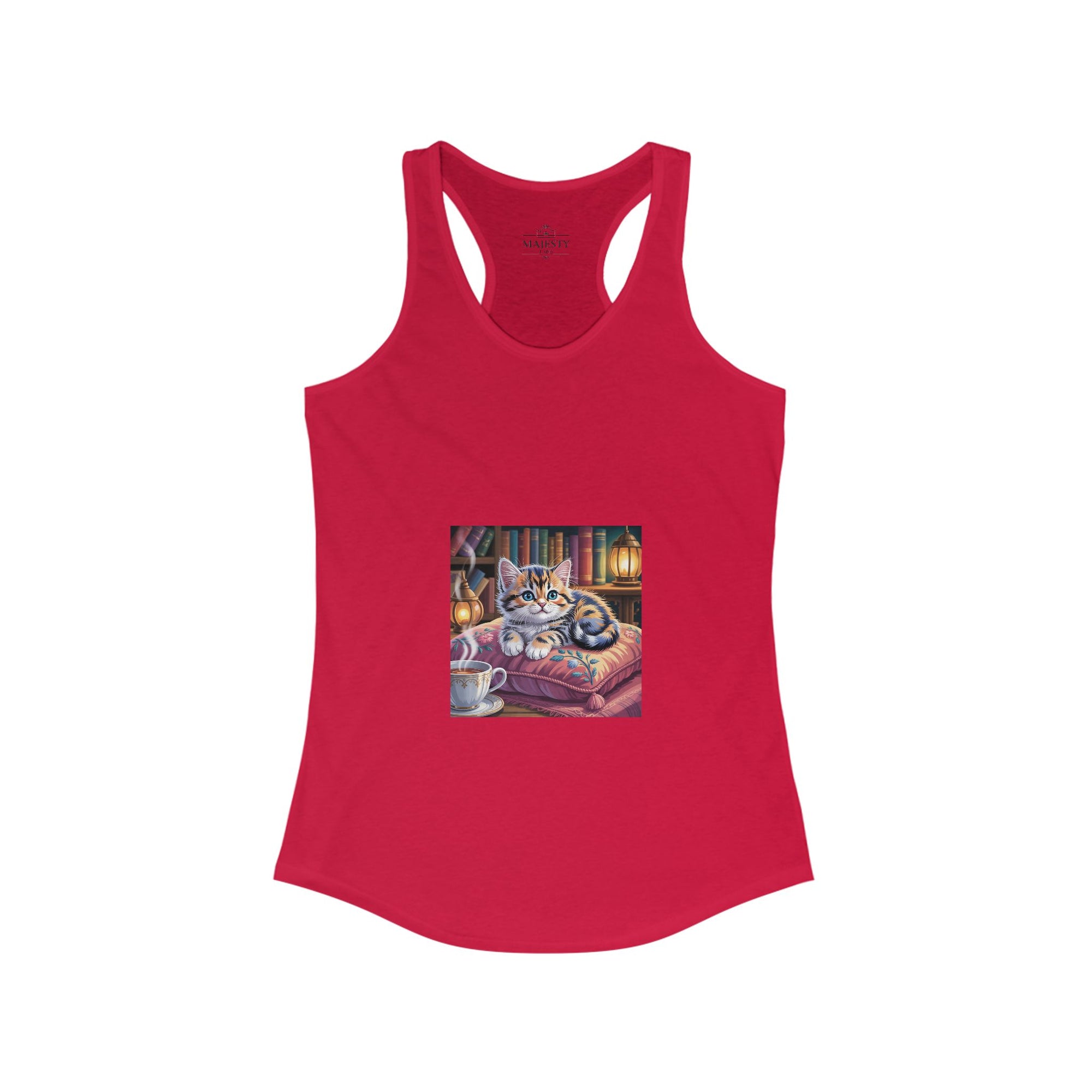 Cutie Cat Racerback Tank, Bohemian Style Top, Summer Attire, Casual Wear, Gift for Her, Festival Clothing