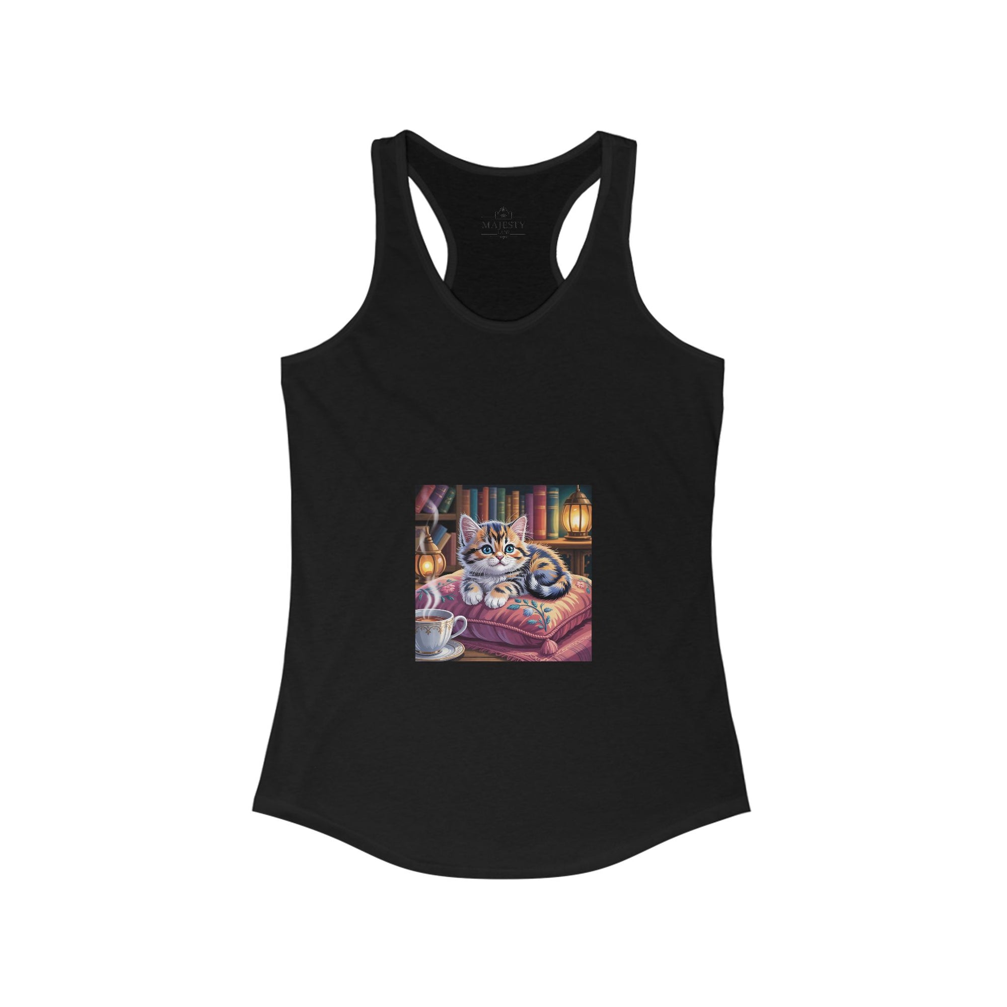 Cutie Cat Racerback Tank, Bohemian Style Top, Summer Attire, Casual Wear, Gift for Her, Festival Clothing